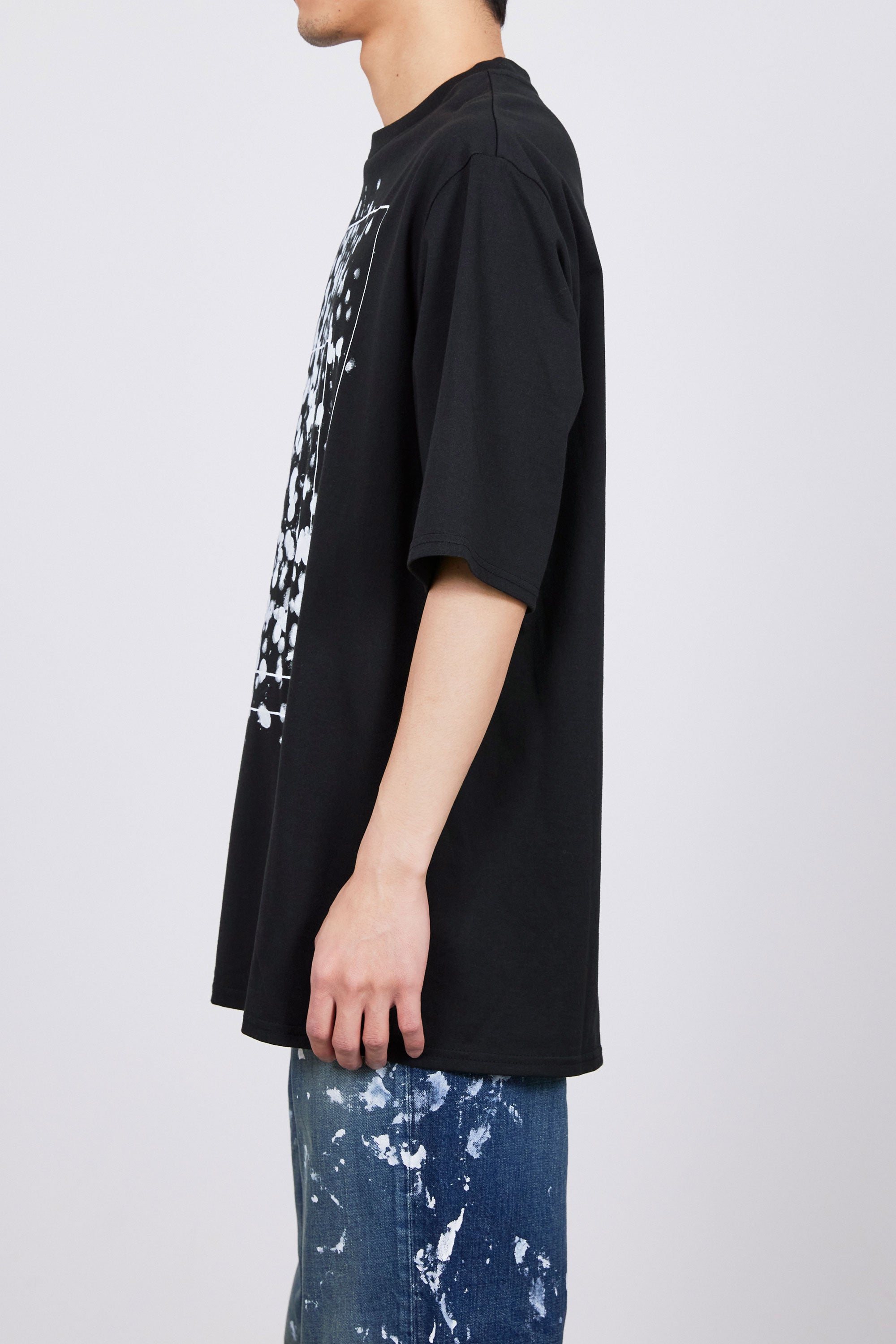 40/2 ORGANIC COTTON KNIT PRINT TEE "WAKUTOSUMI", Black