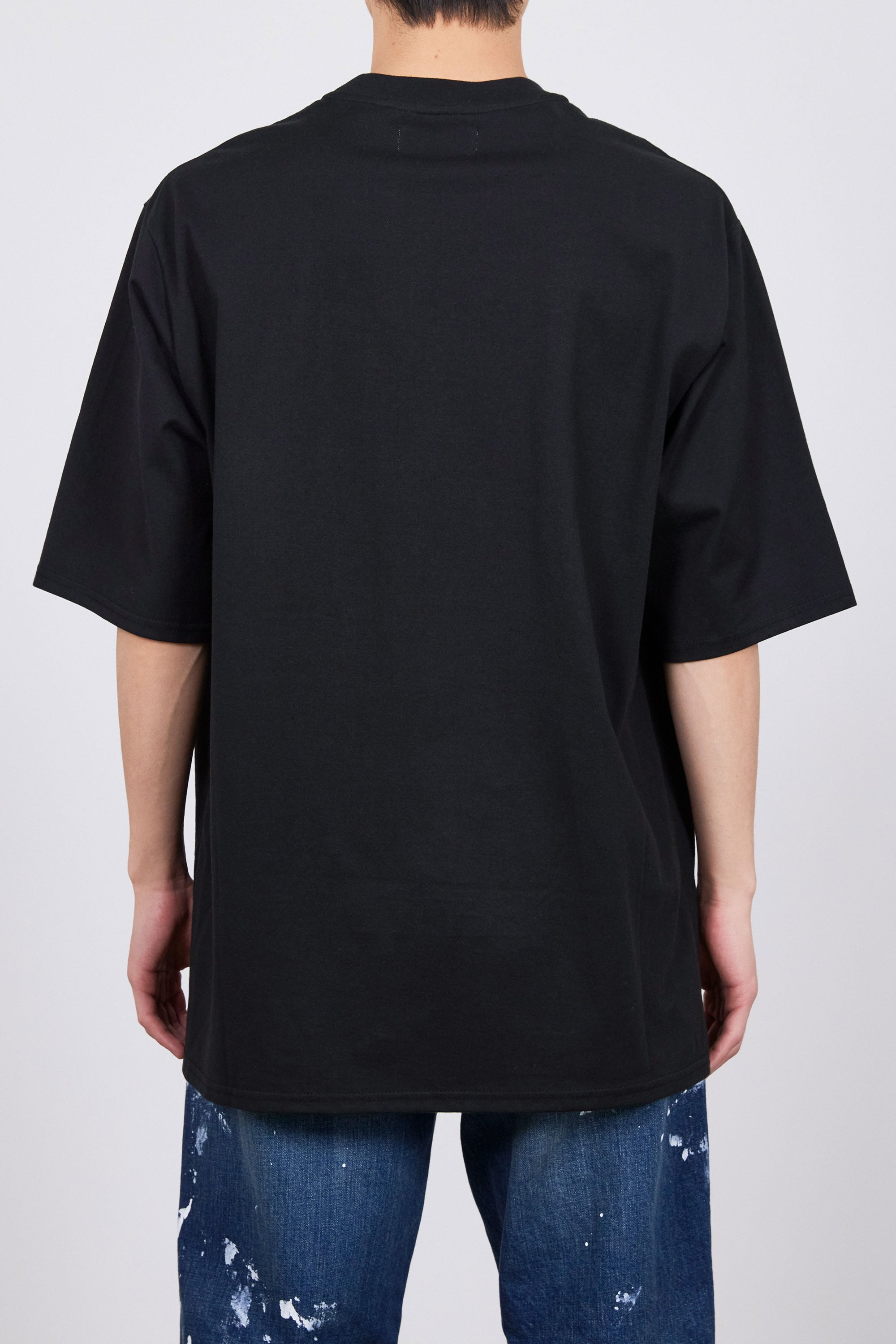 40/2 ORGANIC COTTON KNIT PRINT TEE "WAKUTOSUMI", Black