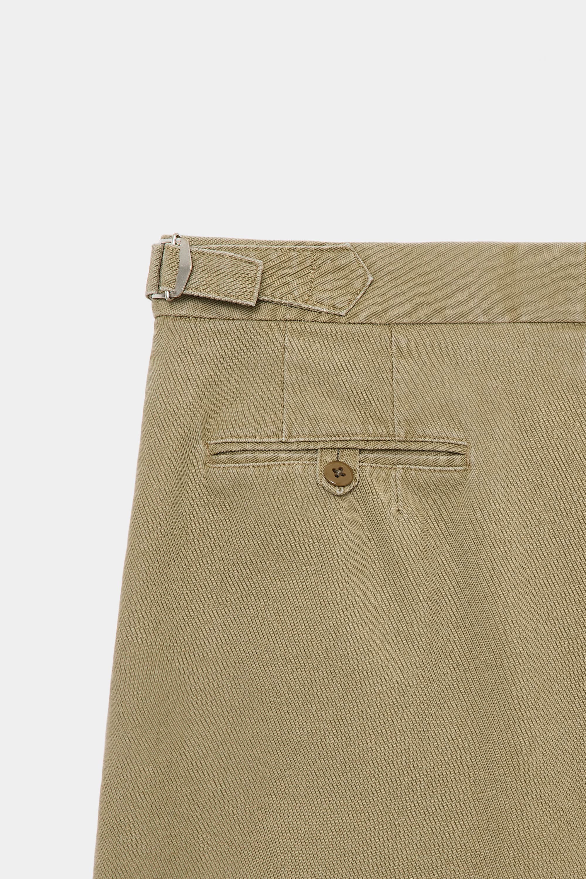 ORGANIC COTTON GABARDINE OFFICER PANTS 2TUCK SHORTS, Beige