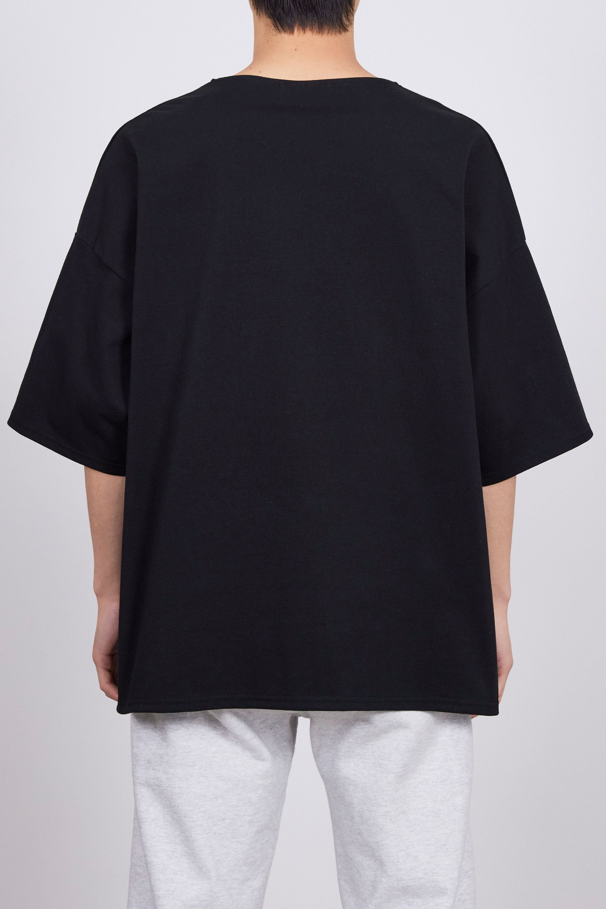 30//1 ORGANIC COTTON KNIT BASQE SHIRT S/S, Black