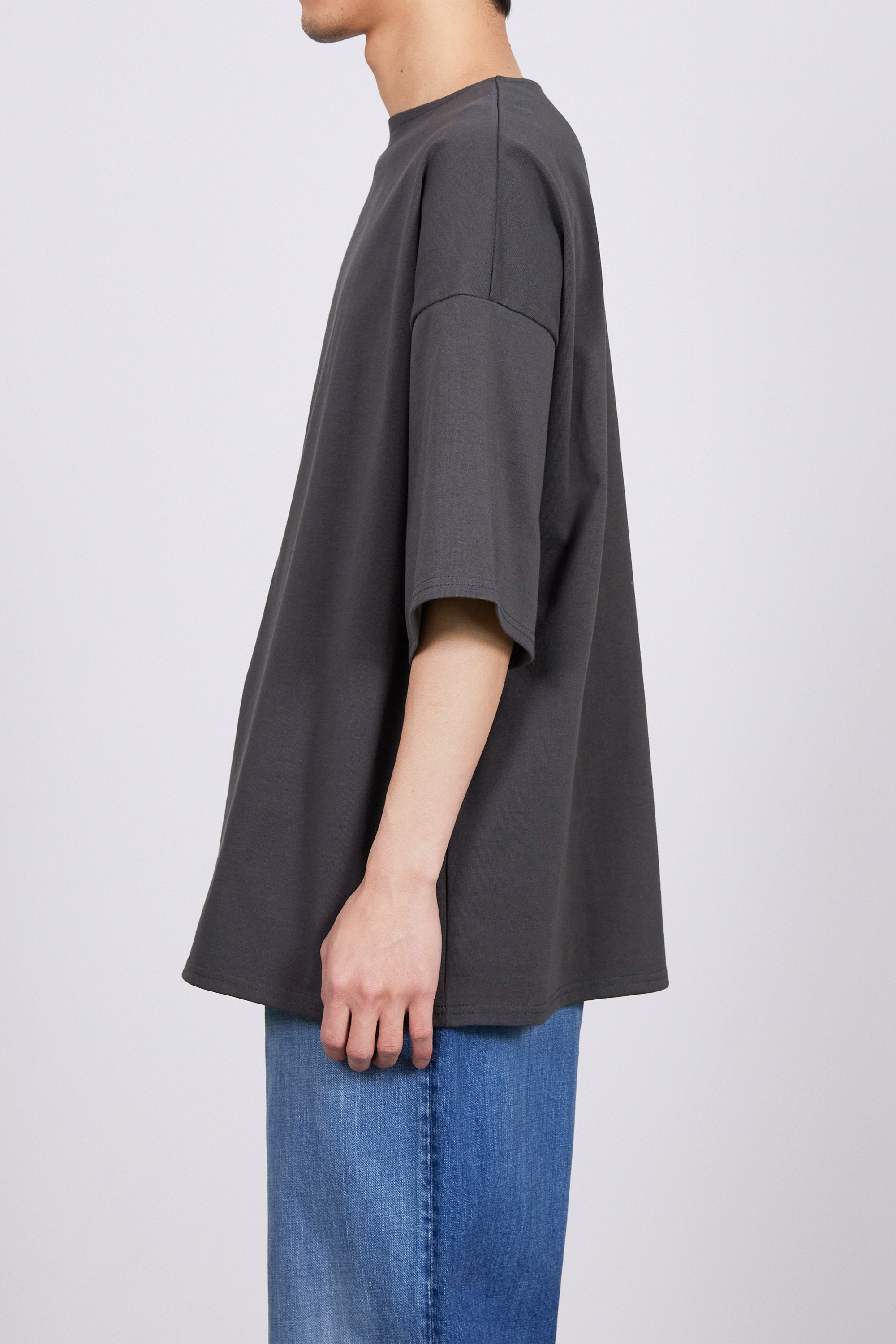 30//1 ORGANIC COTTON KNIT BASQE SHIRT S/S, Charcoal