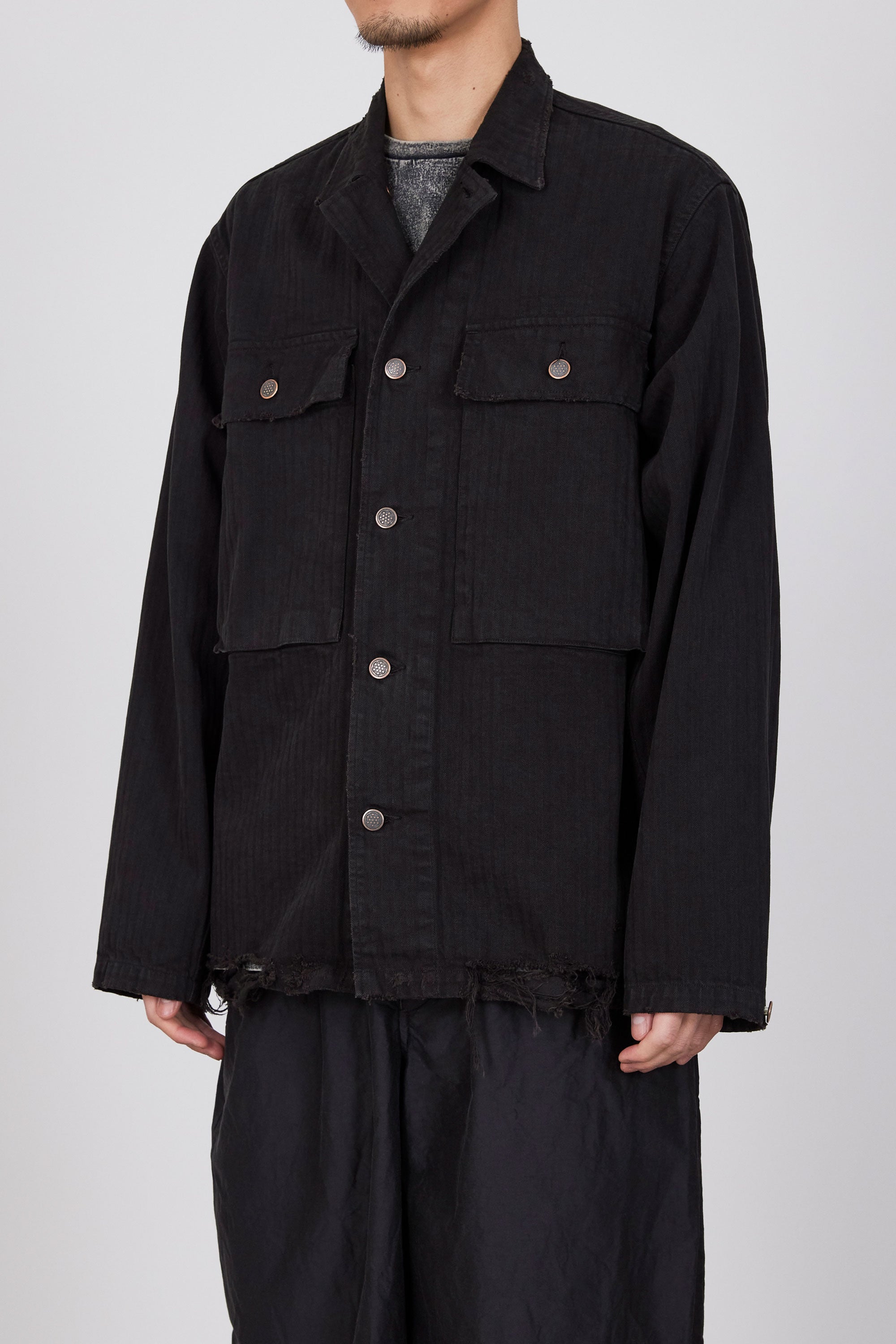 ORGANIC COTTON HERRINGBONE M-43 JACKET, Black