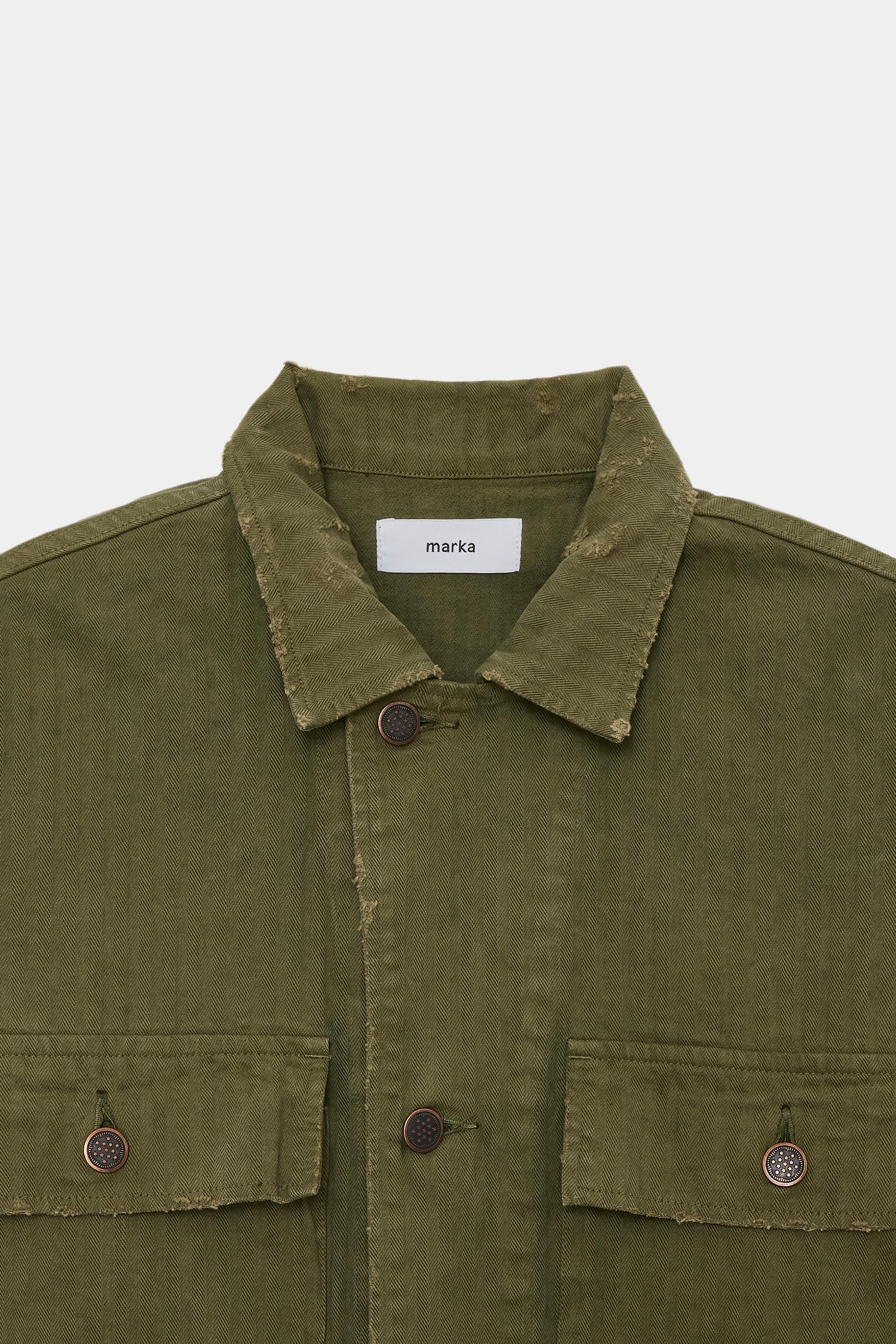 ORGANIC COTTON HERRINGBONE M-43 JACKET, Olive