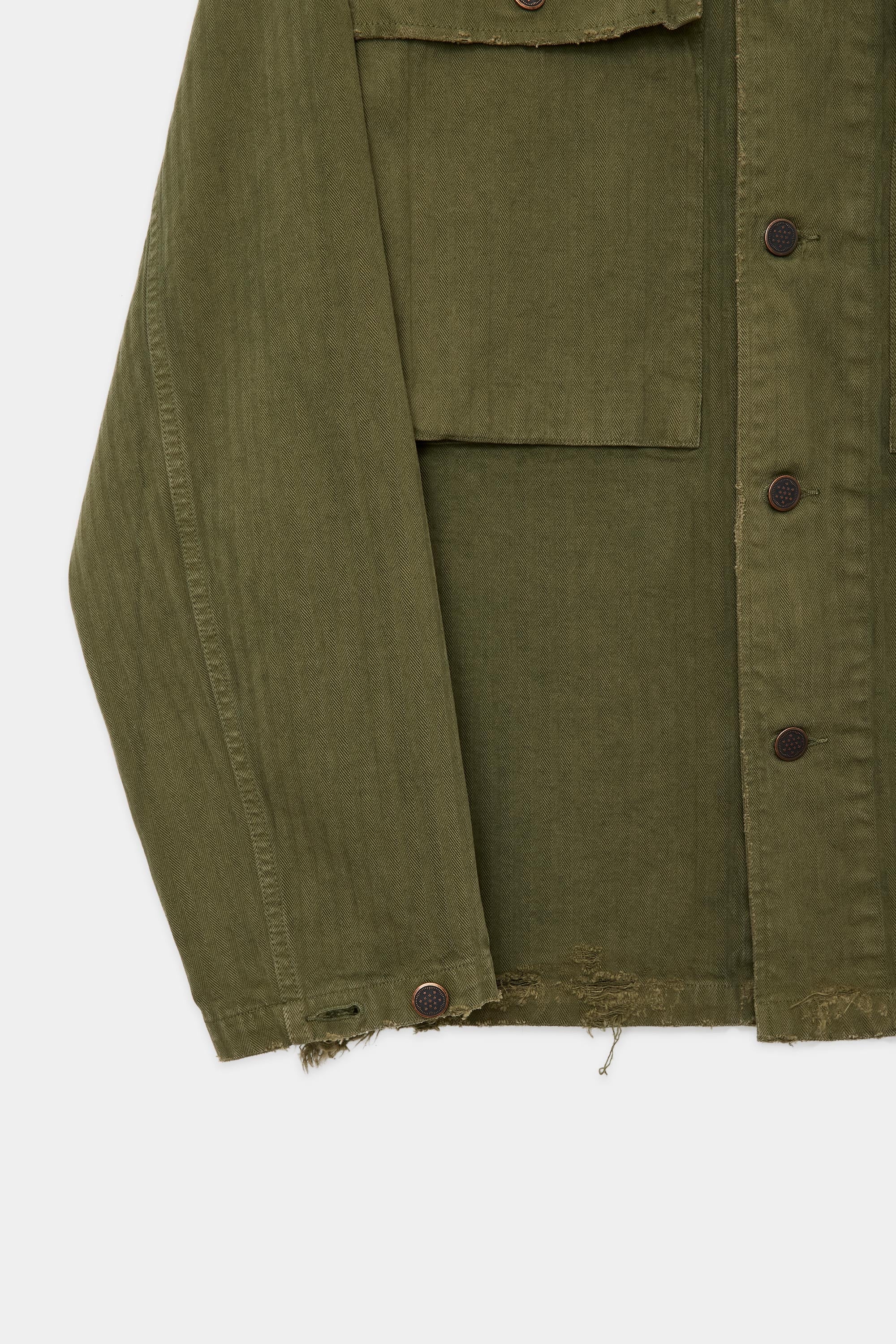 ORGANIC COTTON HERRINGBONE M-43 JACKET, Olive