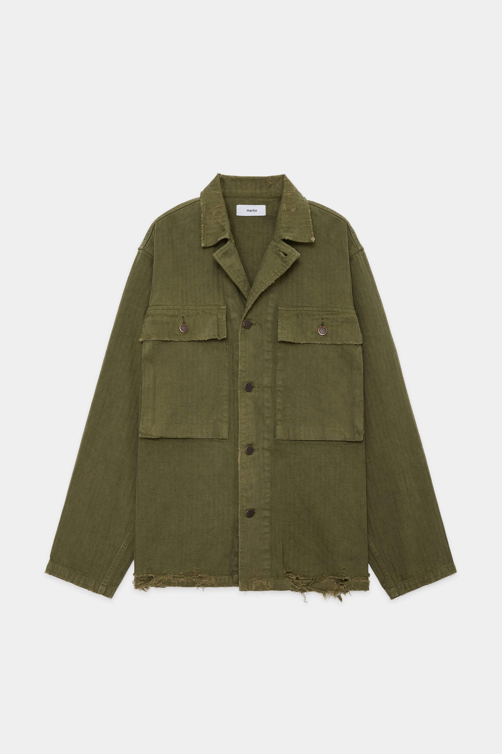 オーガニックコットン強撚ヘリンボーン / M-43 ジャケット, Olive