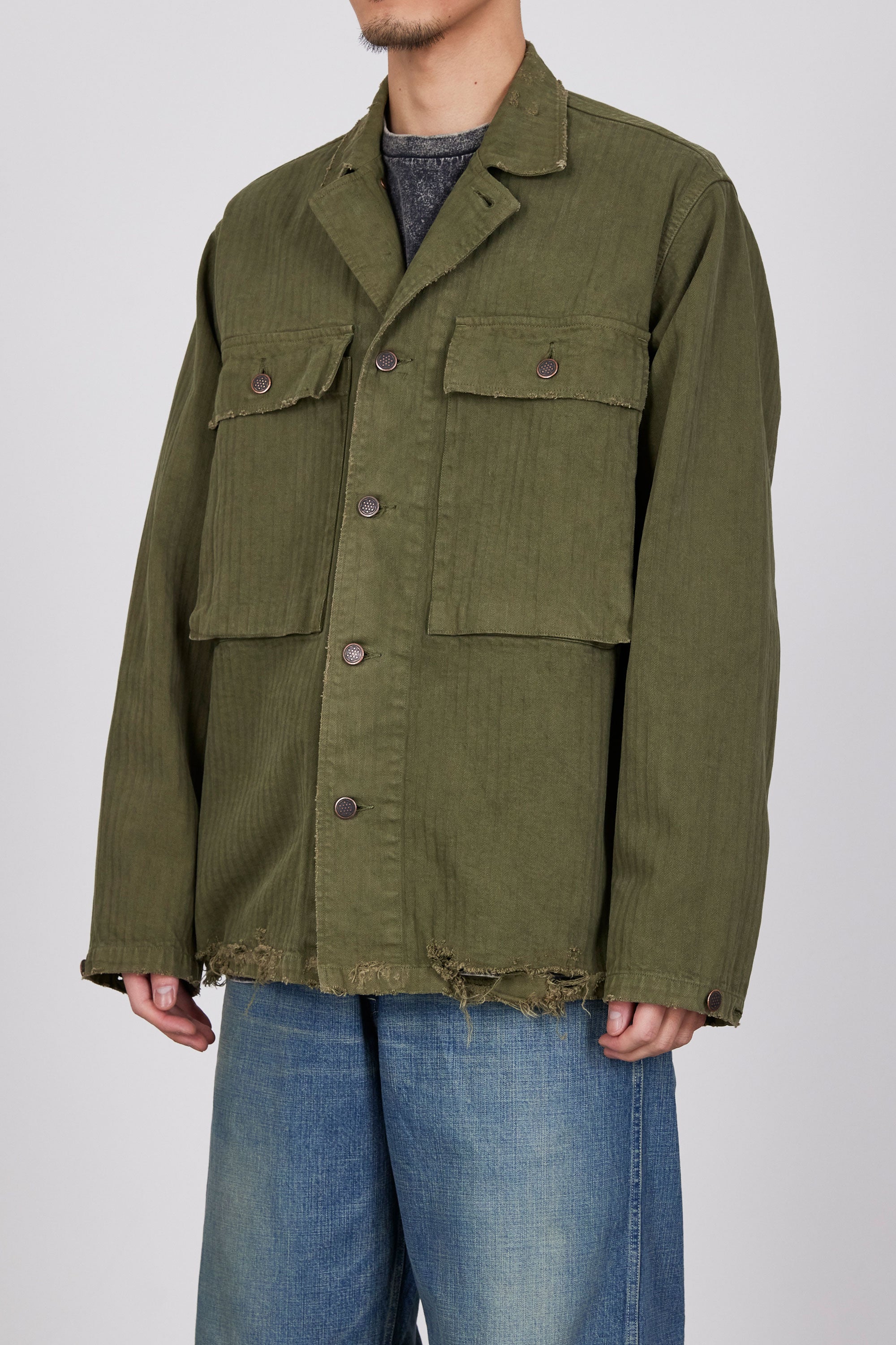 ORGANIC COTTON HERRINGBONE M-43 JACKET, Olive