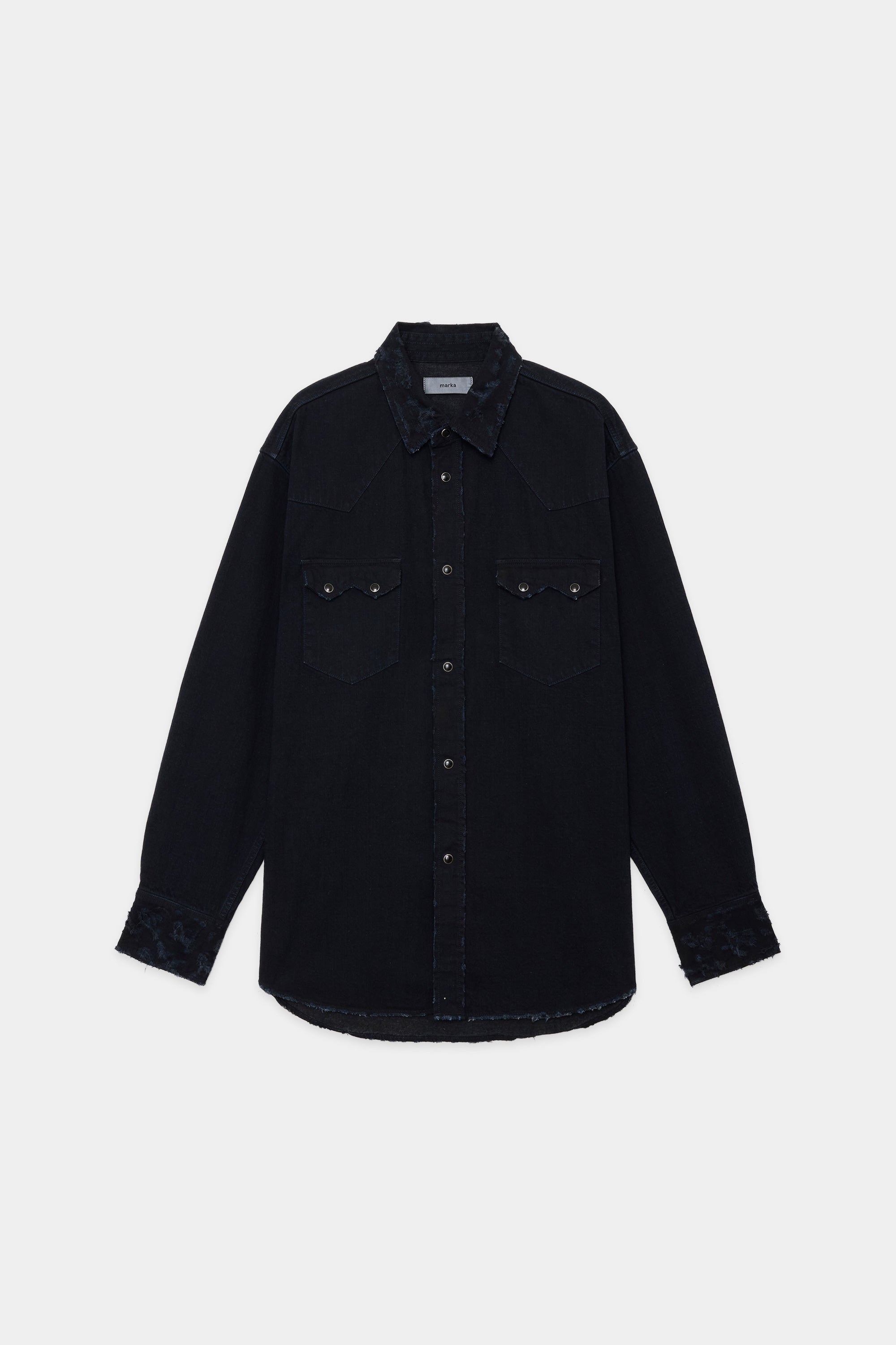 ORGANIC COTTON 8.5oz DENIM WESTERN RIDERS SHIRT, Pigment Black