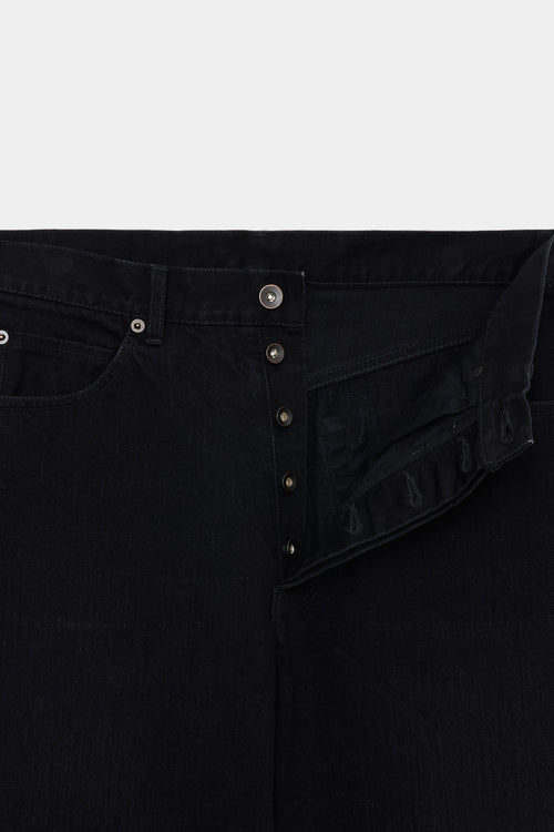 ORGANIC COTTON 13.5oz SELVEDGE DENIM RELAX STRAIGHT FIT JEANS, Black