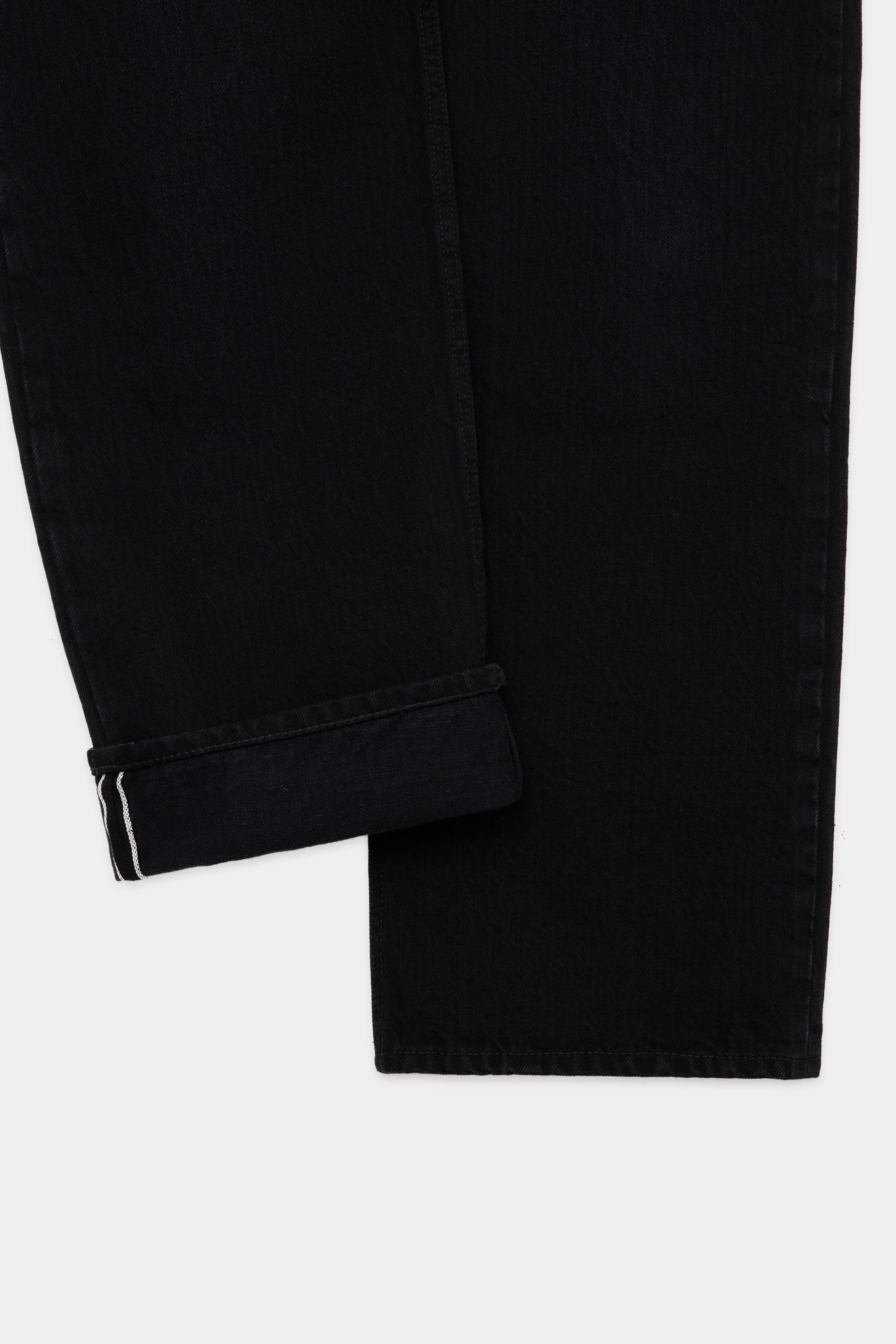 ORGANIC COTTON 13.5oz SELVEDGE DENIM RELAX STRAIGHT FIT JEANS, Black