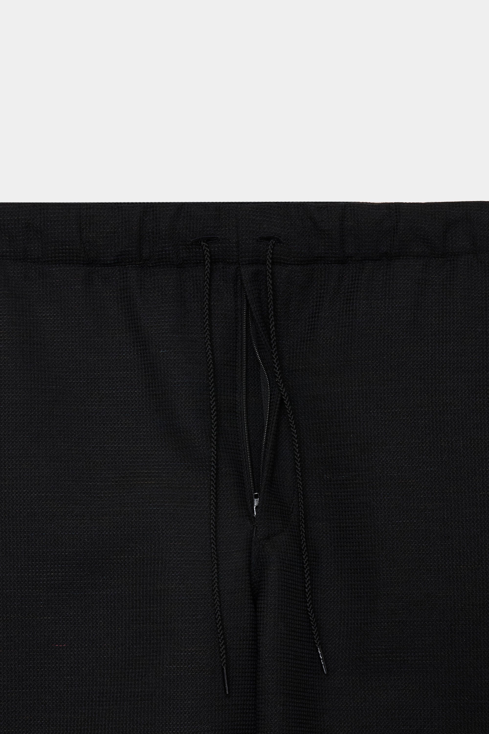 SHETLAND WOOL RECYCLED  POLYESTER DOBBY COCOON WIDE EASY PANTS, Top Black