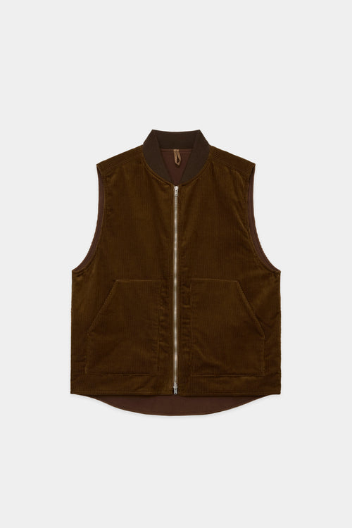 ORGANIC COTTON CORDUROY WORKERS VEST, Brown