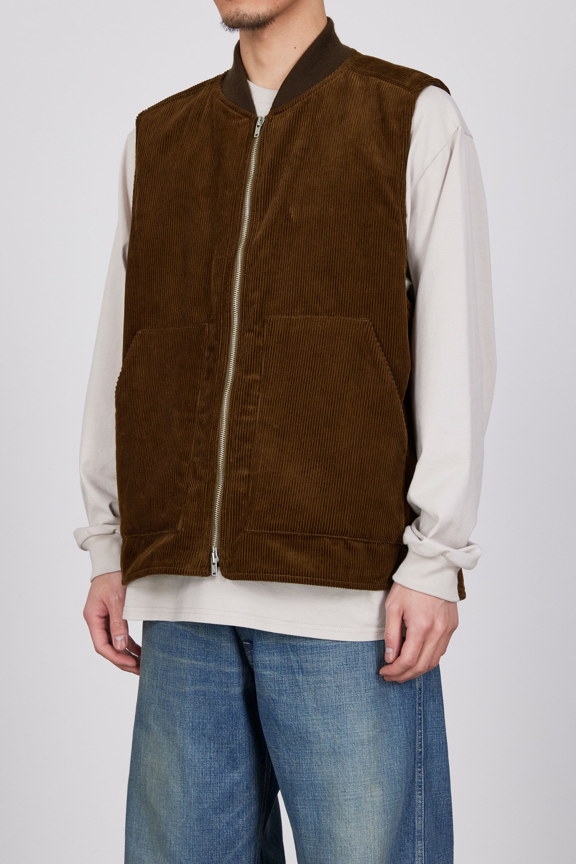 ORGANIC COTTON CORDUROY WORKERS VEST, Brown