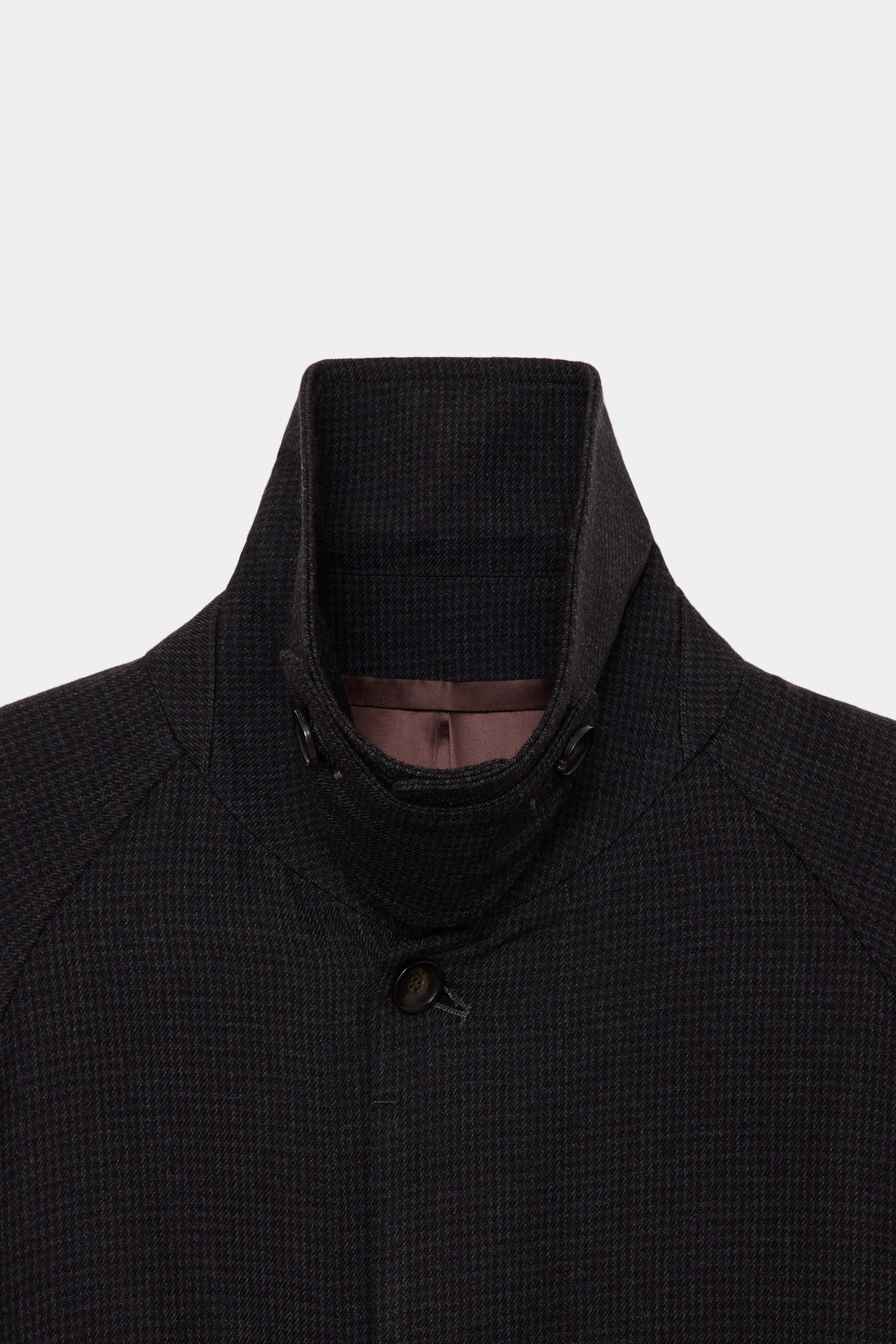 TUMBLED WOOL SERGE RAGLAN SLEEVES COAT, Hounds Tooth