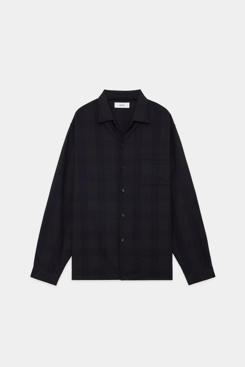 ORGANIC COTTON CUPRA CHECK OPEN COLLAR SHIRT, Black×Navy