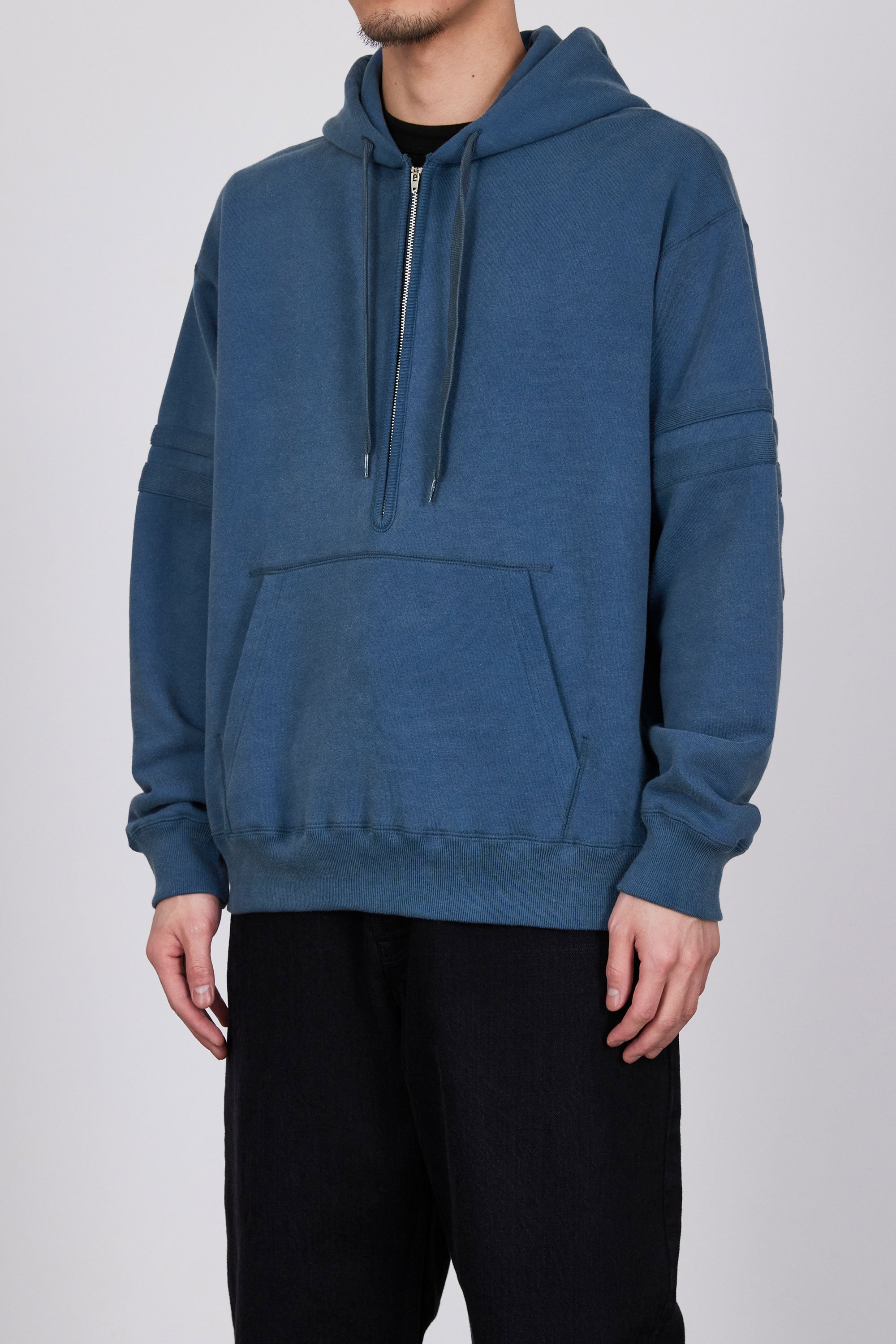 20/10 RECYCLE SUVIN ORGANIC COTTON FLEECE HALF ZIP HOODIE, Faded Blue