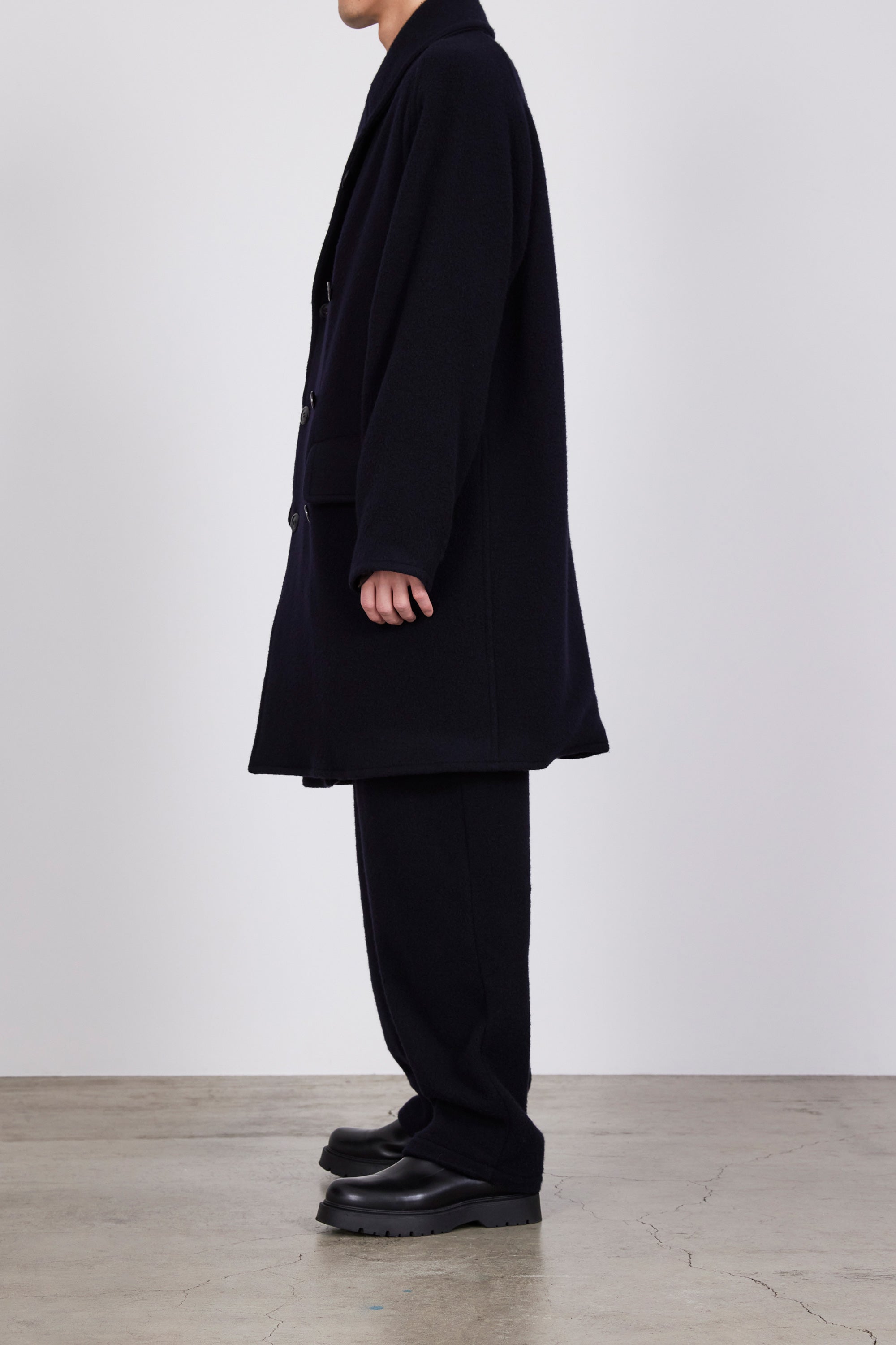 SP130's WOOL NAPPING PUFFED SHAWL COLLAR COAT, Dark Navy