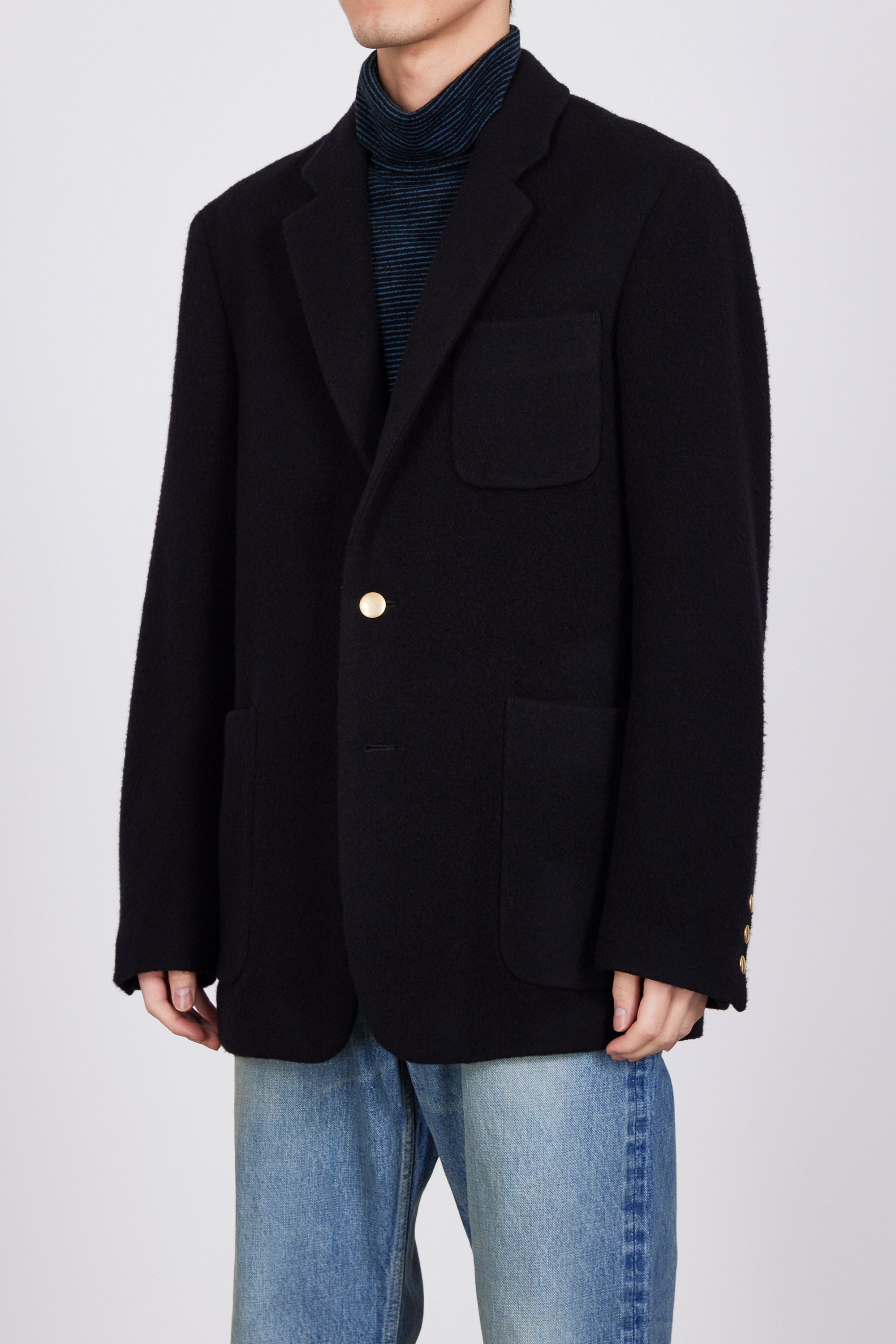 SP130's WOOL NAPPING 2B BLAZER, Dark Navy