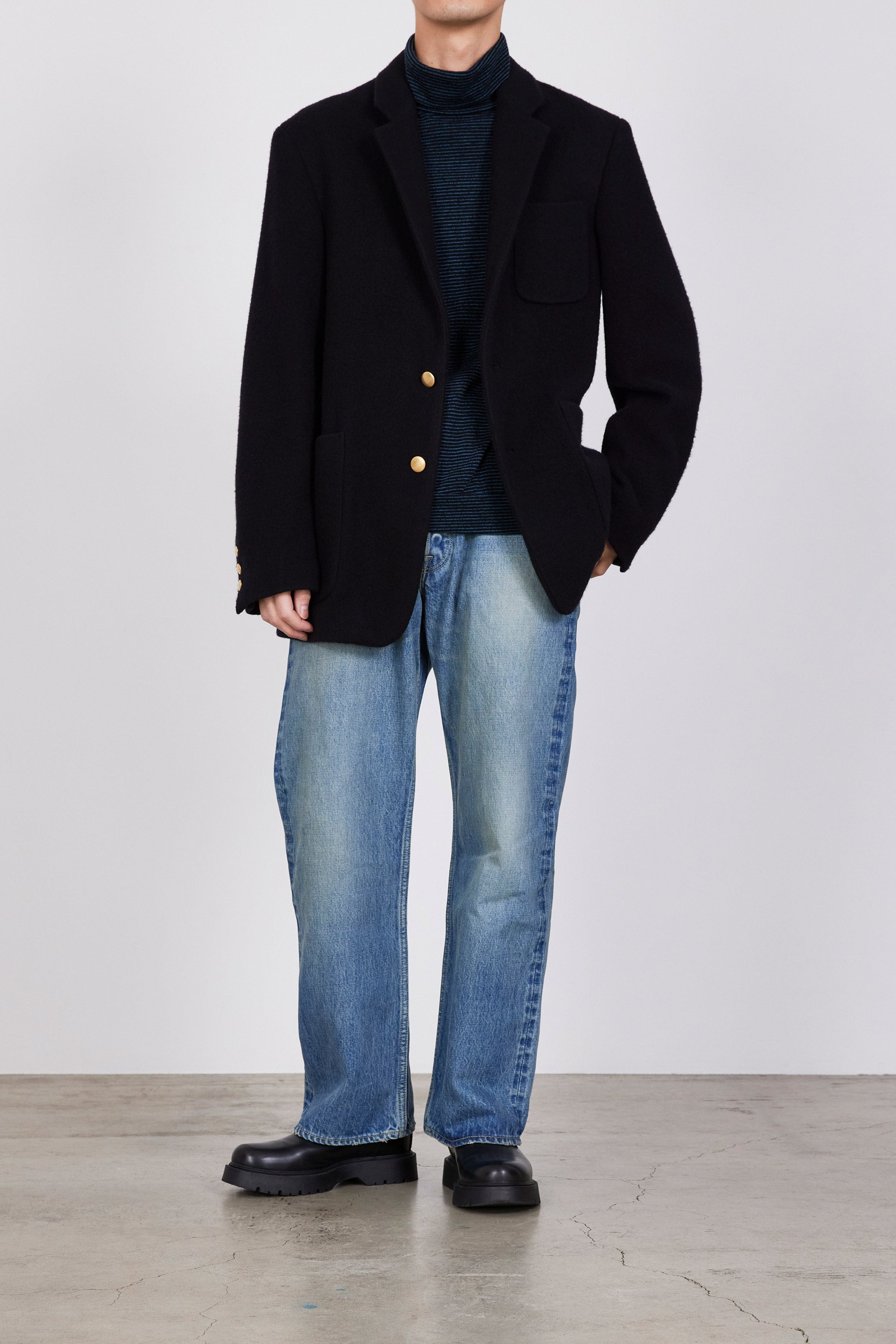 SP130's WOOL NAPPING 2B BLAZER, Dark Navy