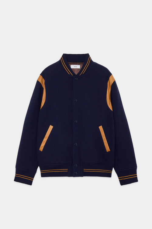 1/14 WOOL VINTAGE DOUBLE CLOTH PUFFED AWARD JACKET, Navy