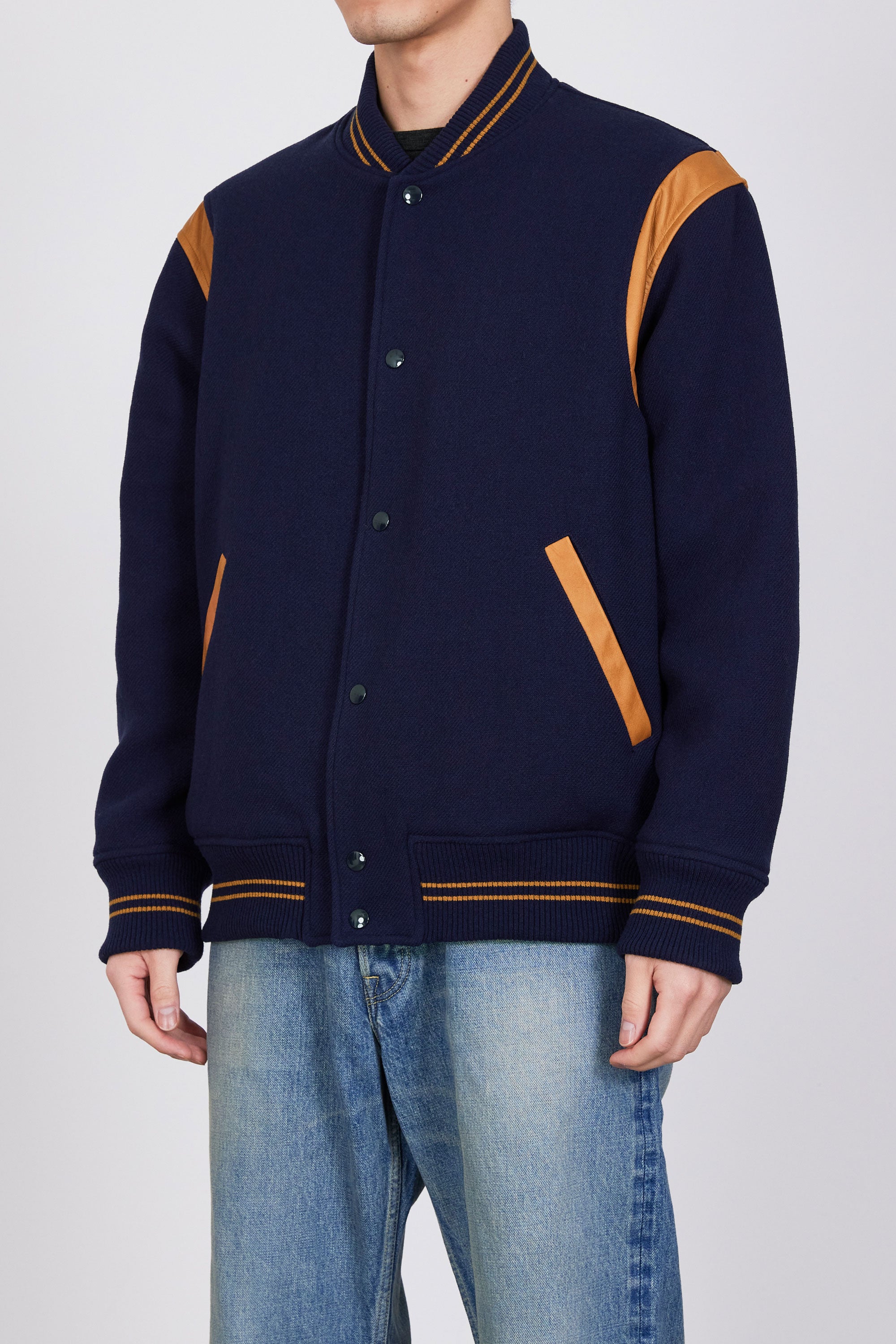 ウールヴィンテージダブルクロス / パフアワードジャケット, Navy