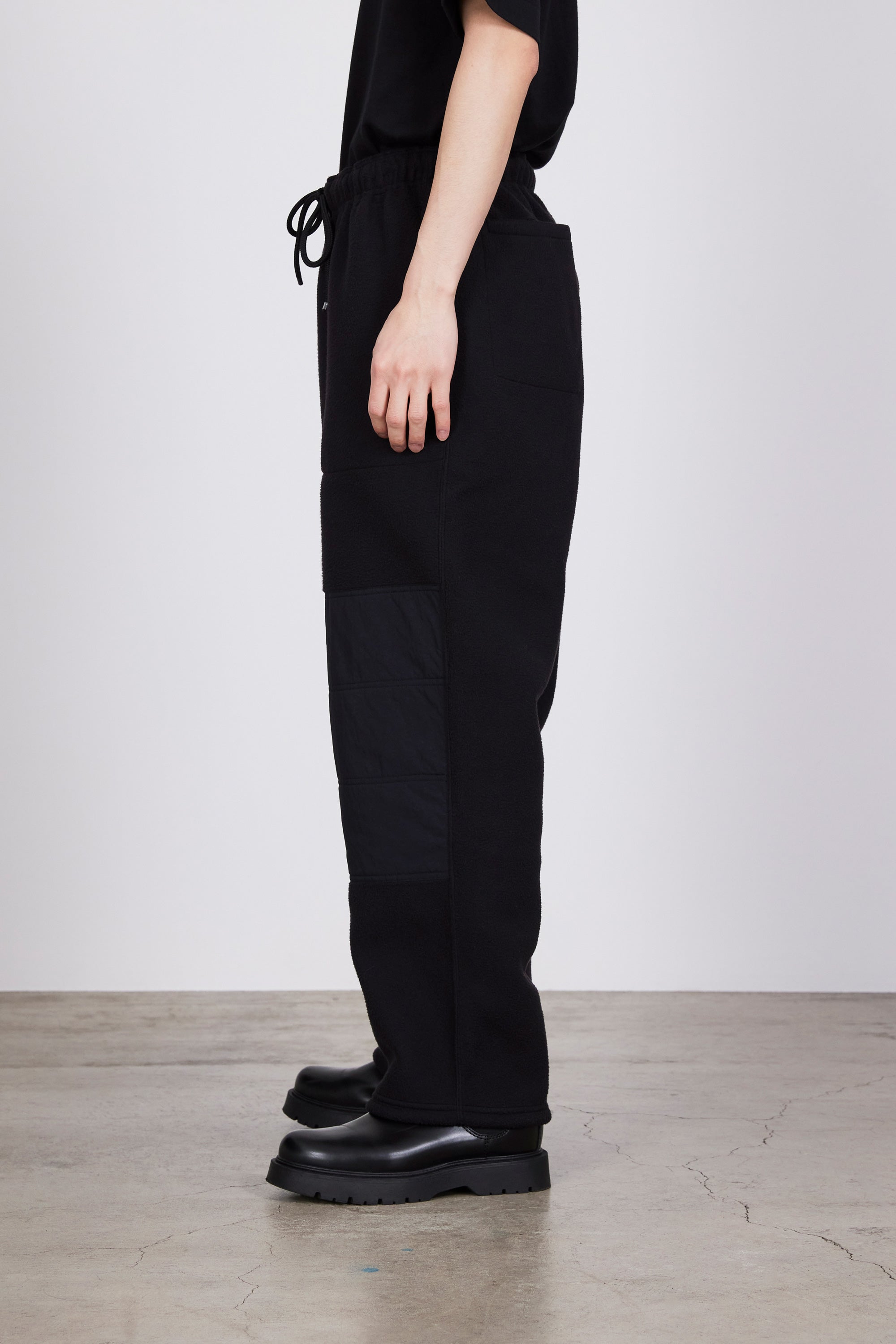 RECYCLE POLYESTER FREECE FREECE PANTS, Black