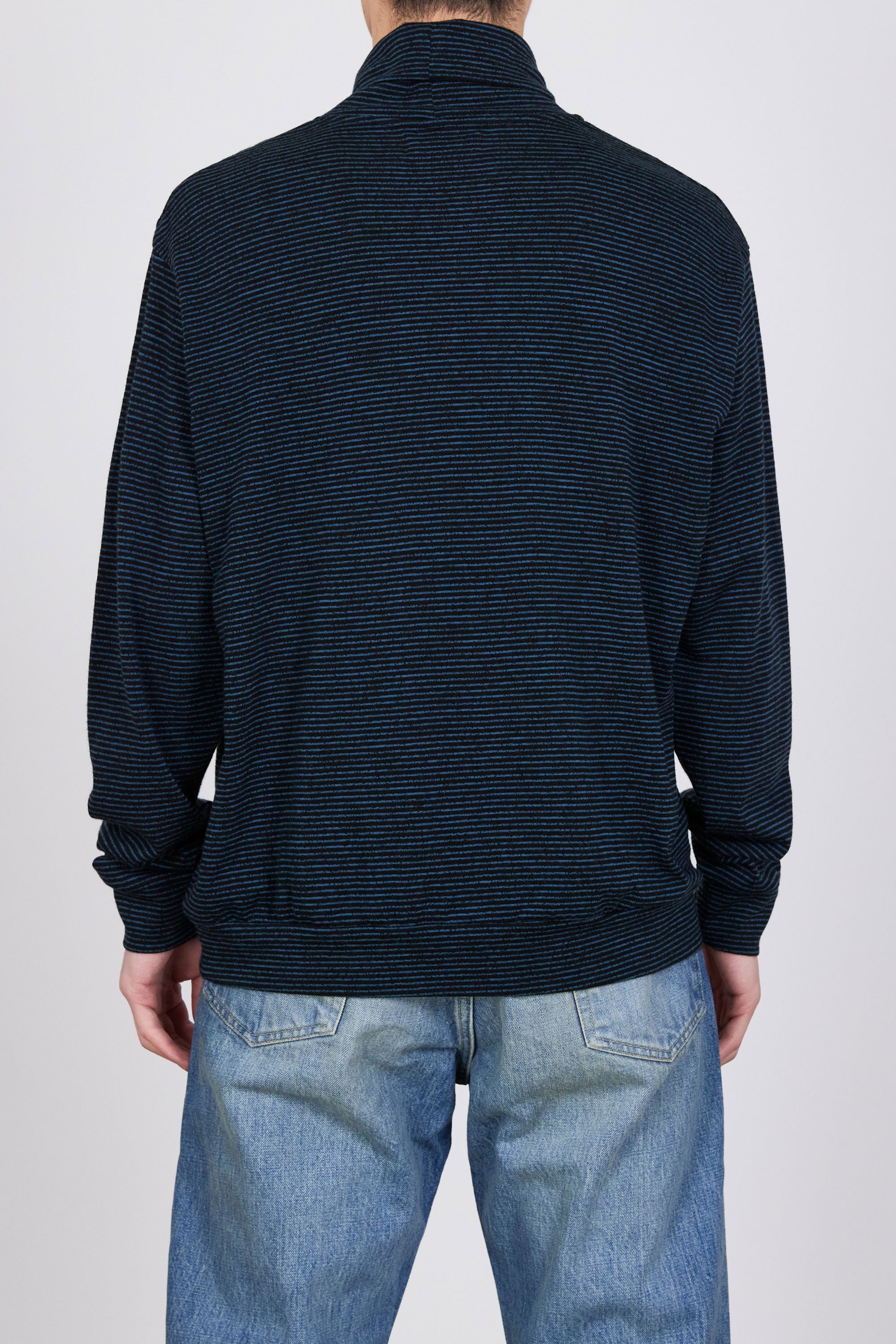 SP120's WOOL COTTON KNIT TURTLE NECK, Black × Blue