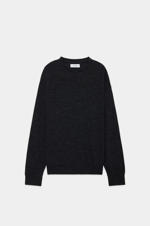 SP120's WOOL COTTON KNIT CREW NECK, Top Charcoal