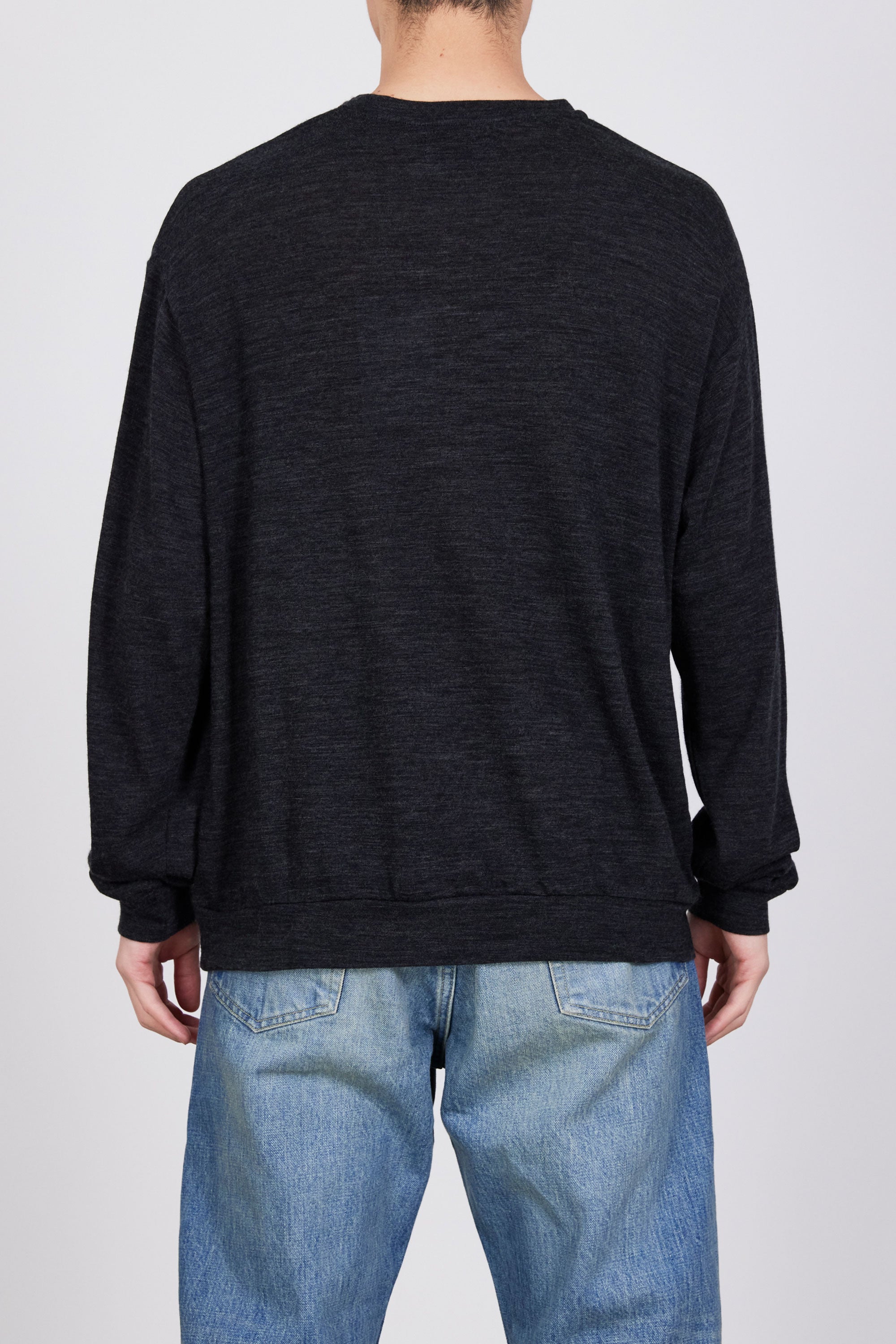 SP120's WOOL COTTON KNIT CREW NECK, Top Charcoal