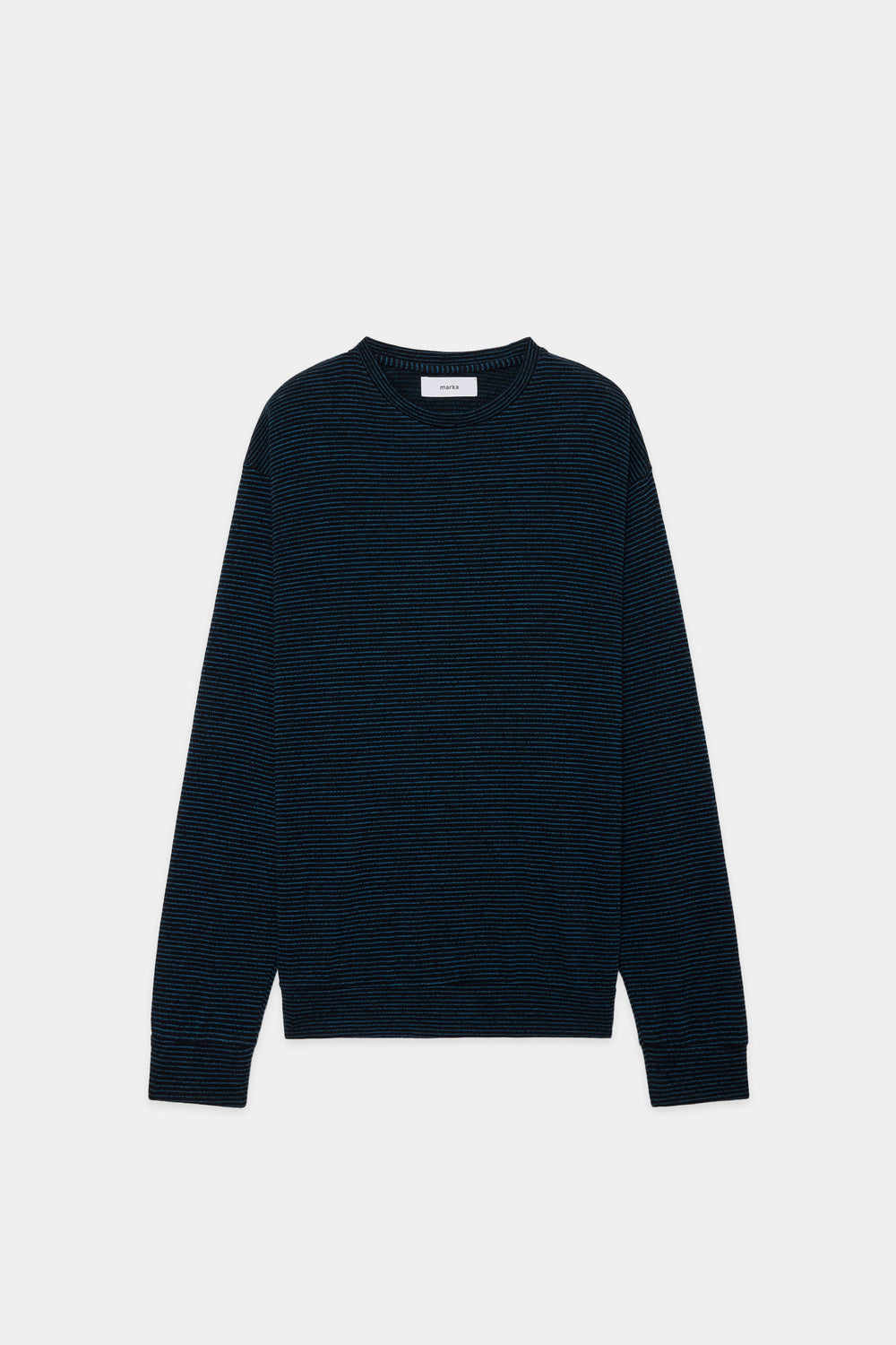 SP120's WOOL COTTON KNIT CREW NECK, Black × Blue