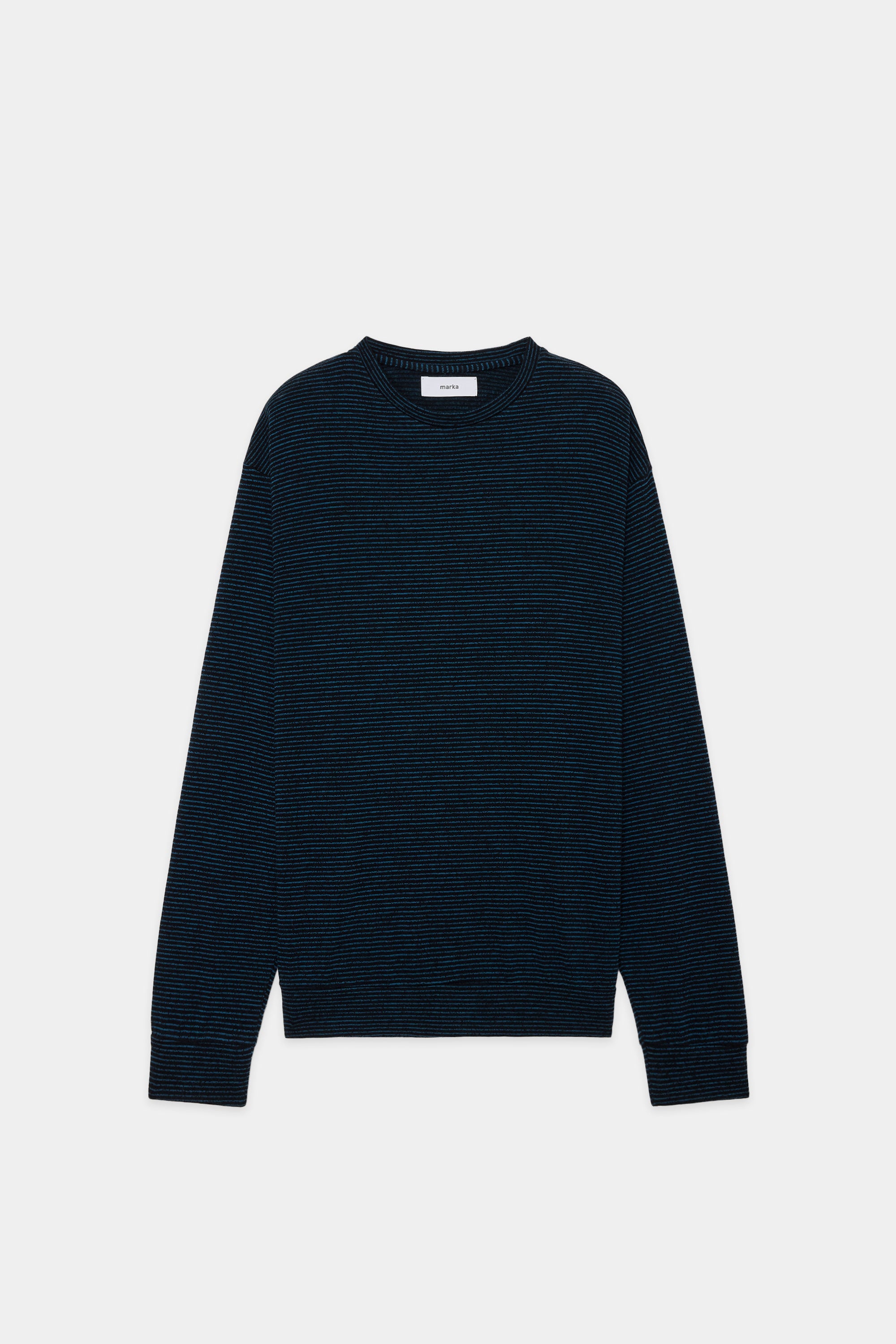 SP120's WOOL COTTON KNIT CREW NECK, Black × Blue