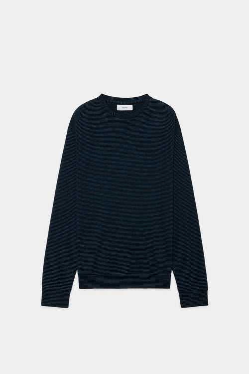 SP120's WOOL COTTON KNIT CREW NECK, Black × Blue