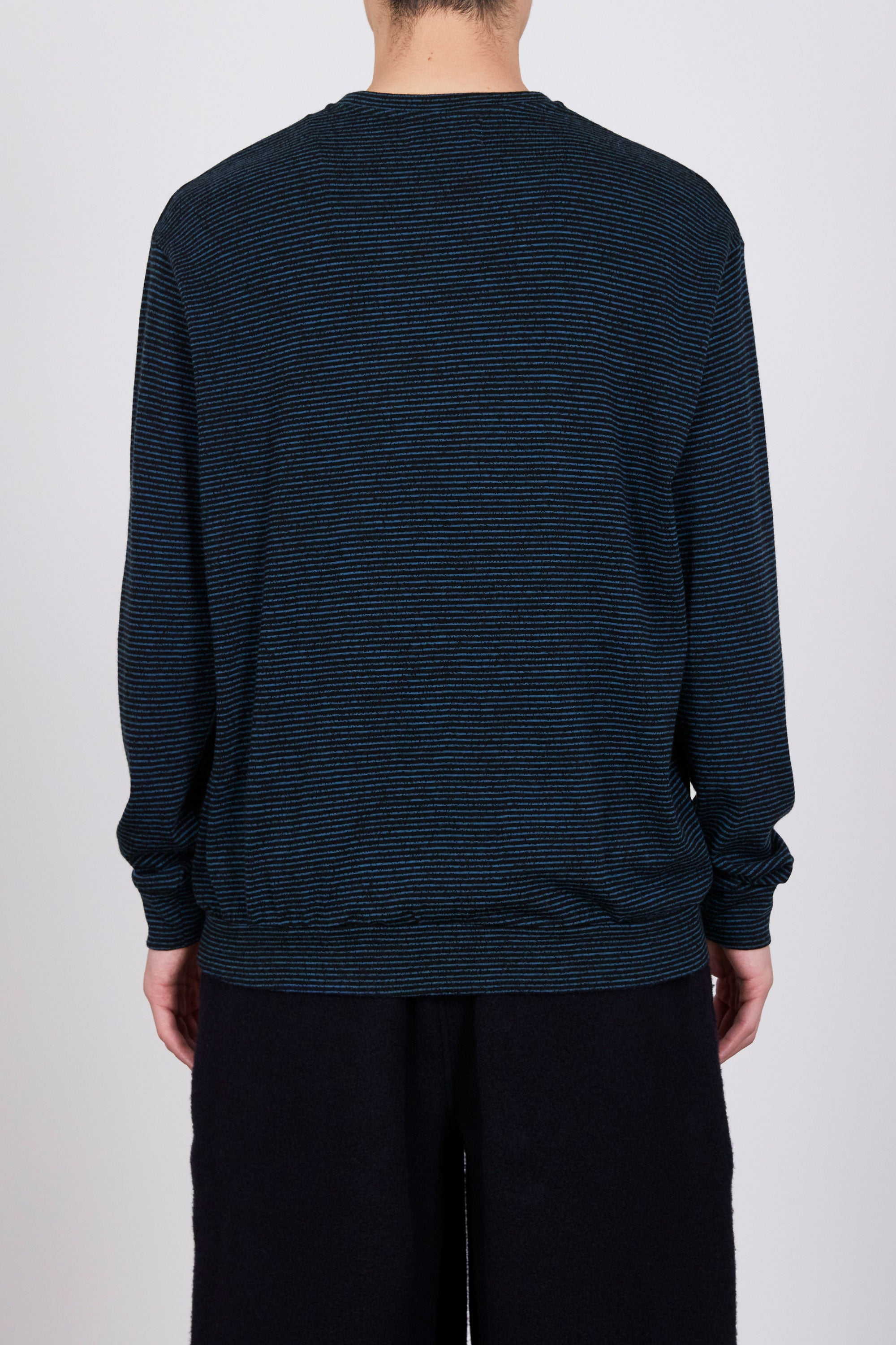 SP120's WOOL COTTON KNIT CREW NECK, Black × Blue