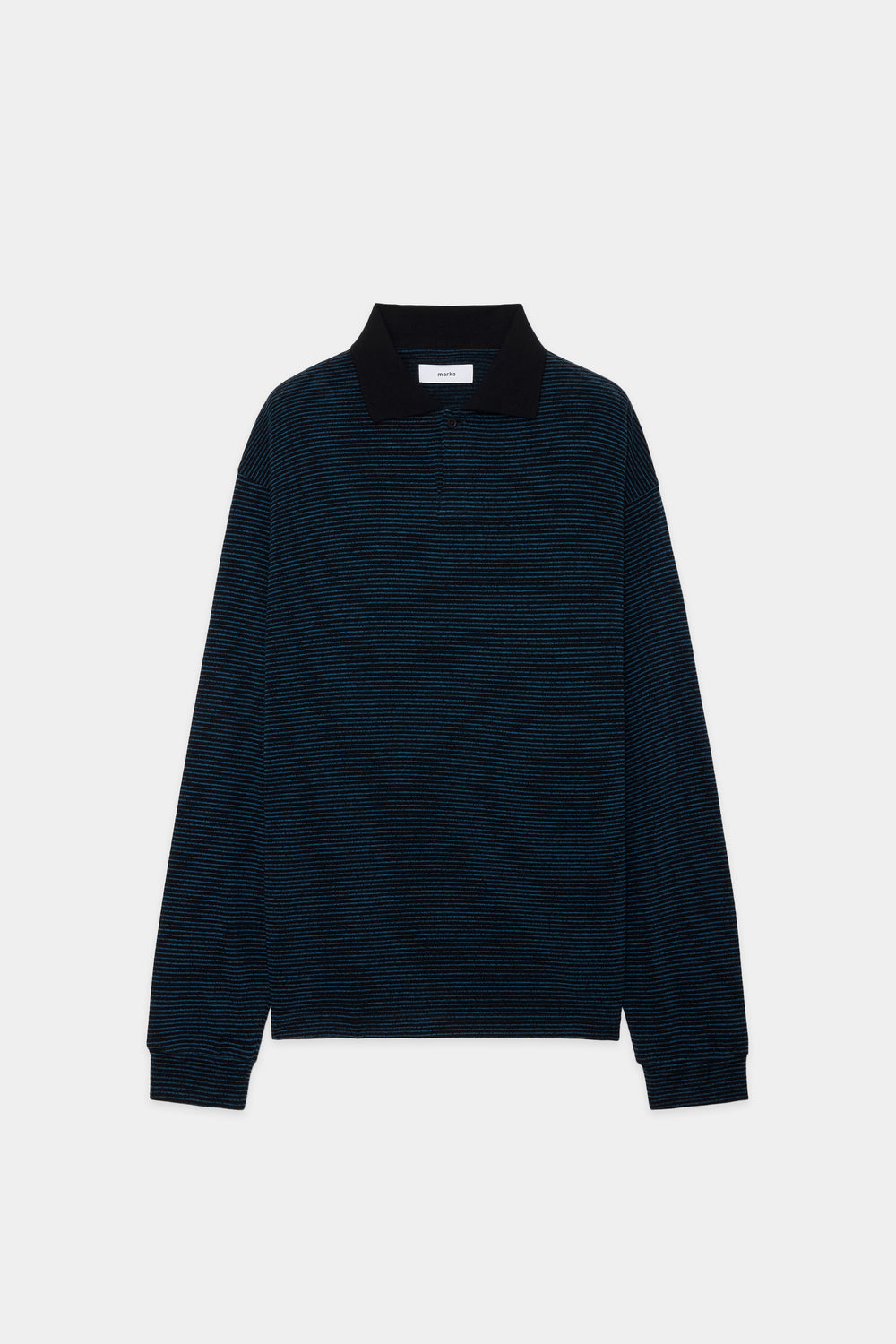 SP120's WOOL COTTON KNIT 1B POLO, Black × Blue