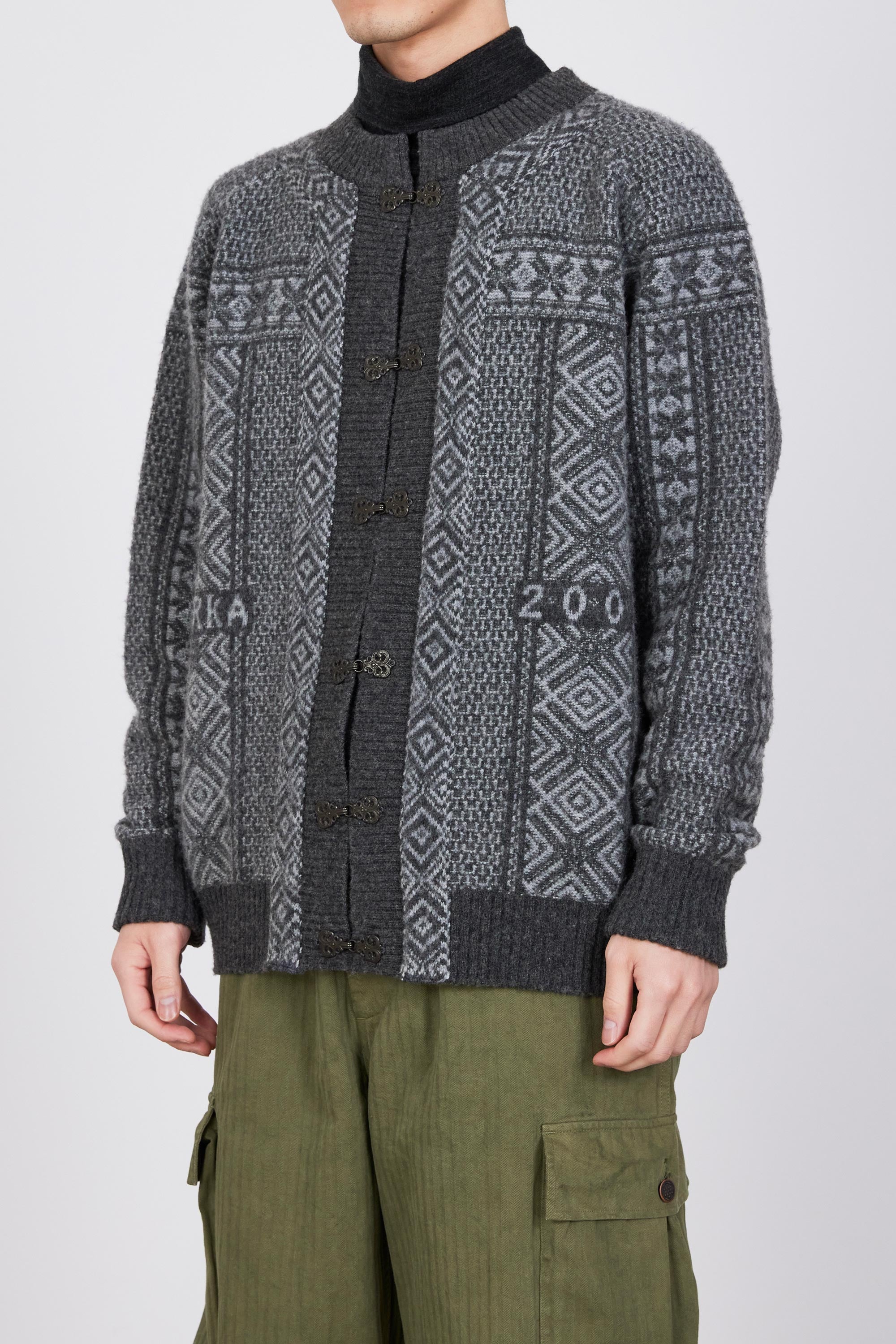 2/26 MERINO WOOL TYROLEAN CARDIGAN, Gray