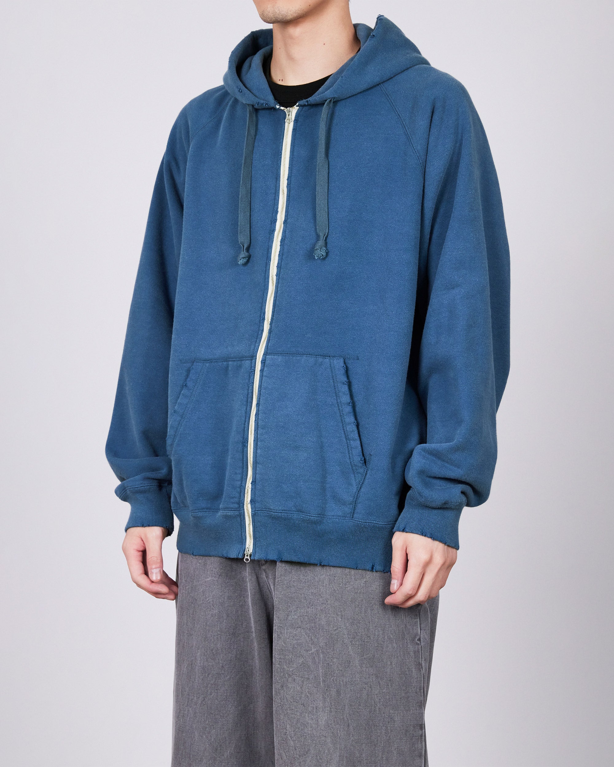 20/10 RECYCLE SUVIN ORGANIAC COTTON FLEECE DAMAGE PARKA, Faded Blue