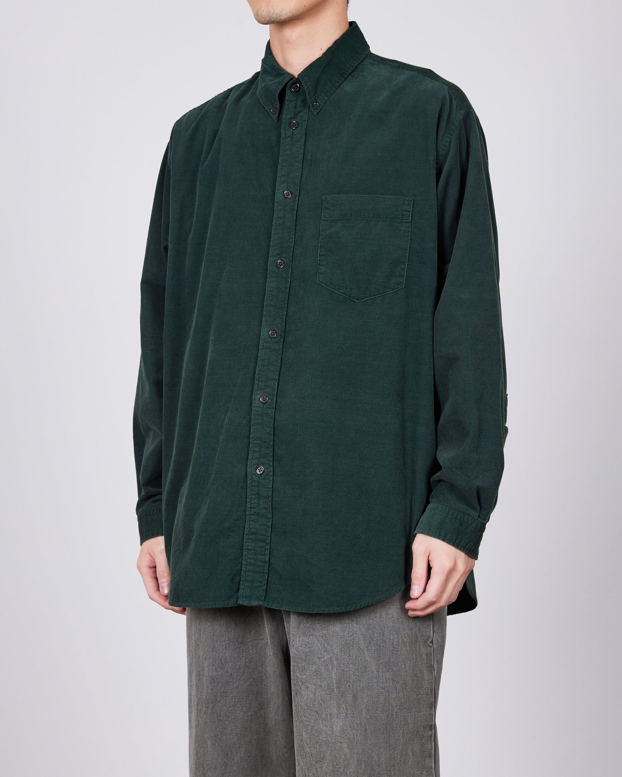 ORGANIC COTTON CORDUROY B.D SHIRT, Faded Green