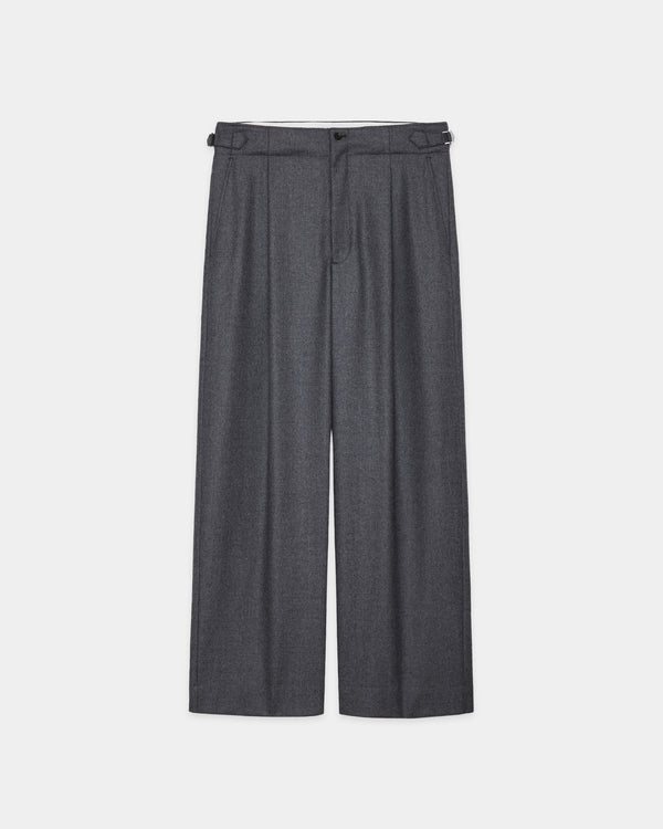 2/60 WOOL FLANNEL DANISH ARMY TROUSERS, Top Gray