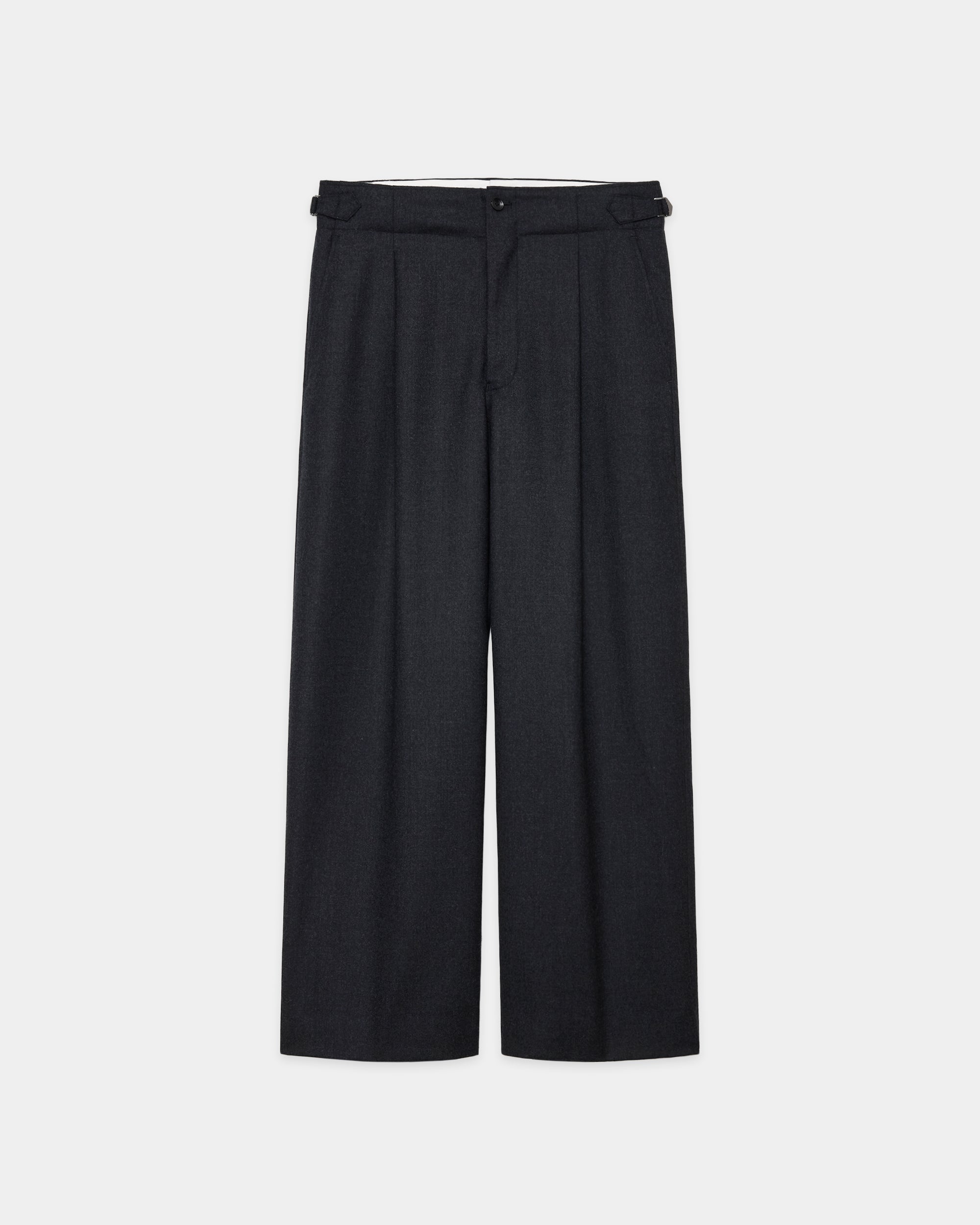 2/60 WOOL FLANNEL DANISH ARMY TROUSERS, Top Charcoal