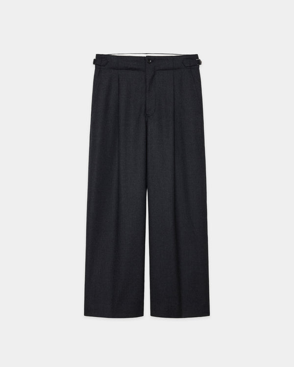 2/60 WOOL FLANNEL DANISH ARMY TROUSERS, Top Charcoal