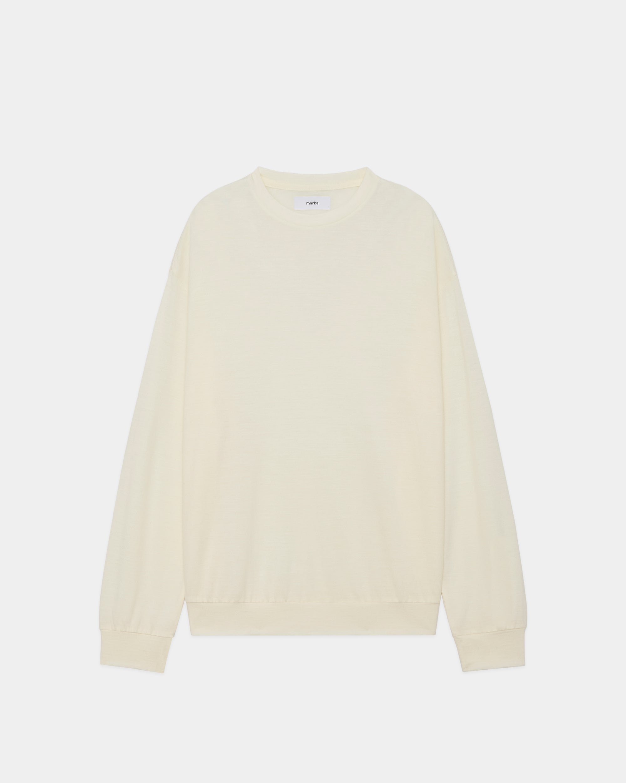 2/72 WOOL SINGLE JERSEY WASHABLE CREW NECK, Ivory