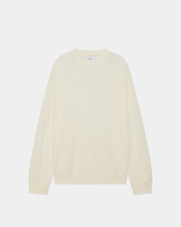 2/72 WOOL SINGLE JERSEY WASHABLE CREW NECK, Ivory