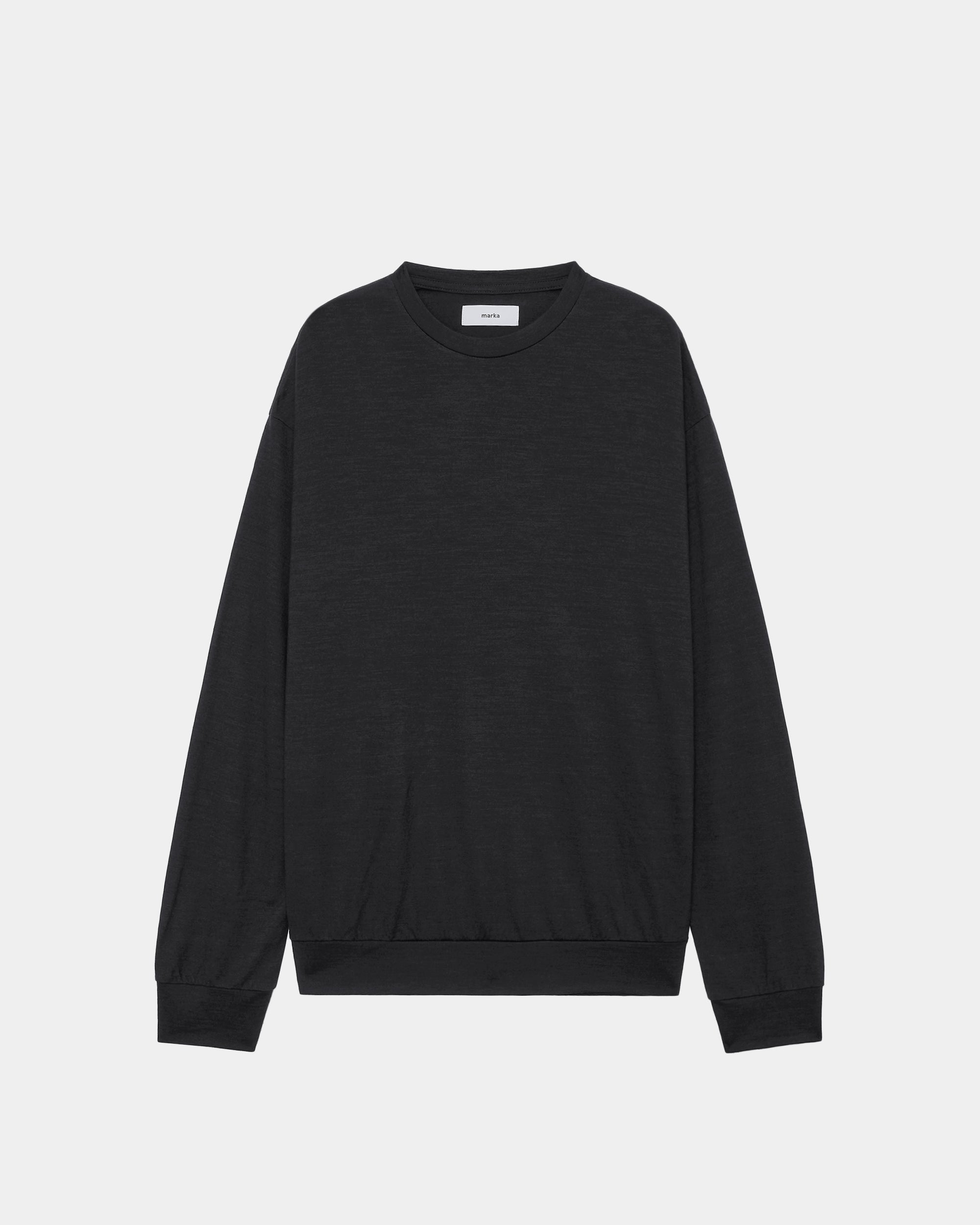 2/72 WOOL SINGLE JERSEY WASHABLE CREW NECK, Top Charcoal