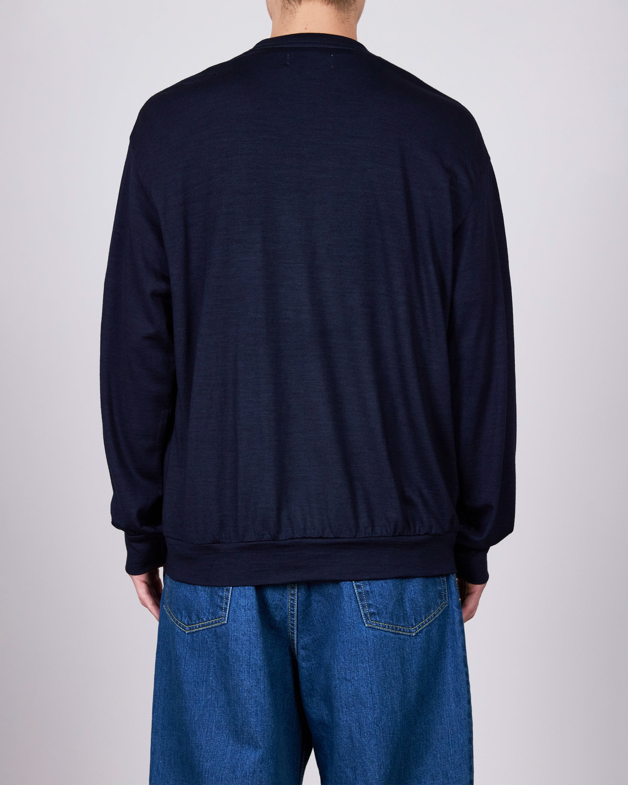 2/72 WOOL SINGLE JERSEY WASHABLE CREW NECK, Navy