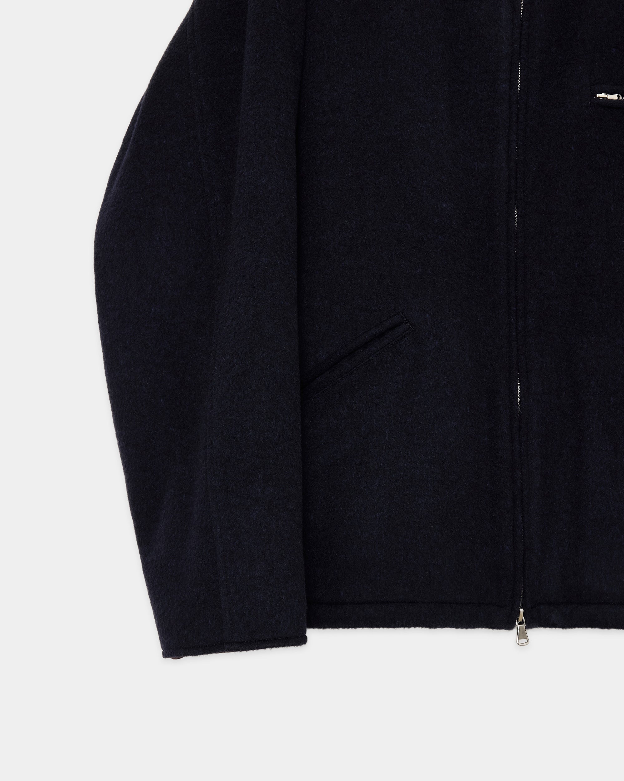 WOOL SILK BEAVER PUFFED WORK JACKET, Dark Navy