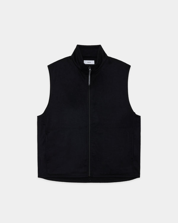 WOOL SILK BEAVER ZIP UP VEST, Black