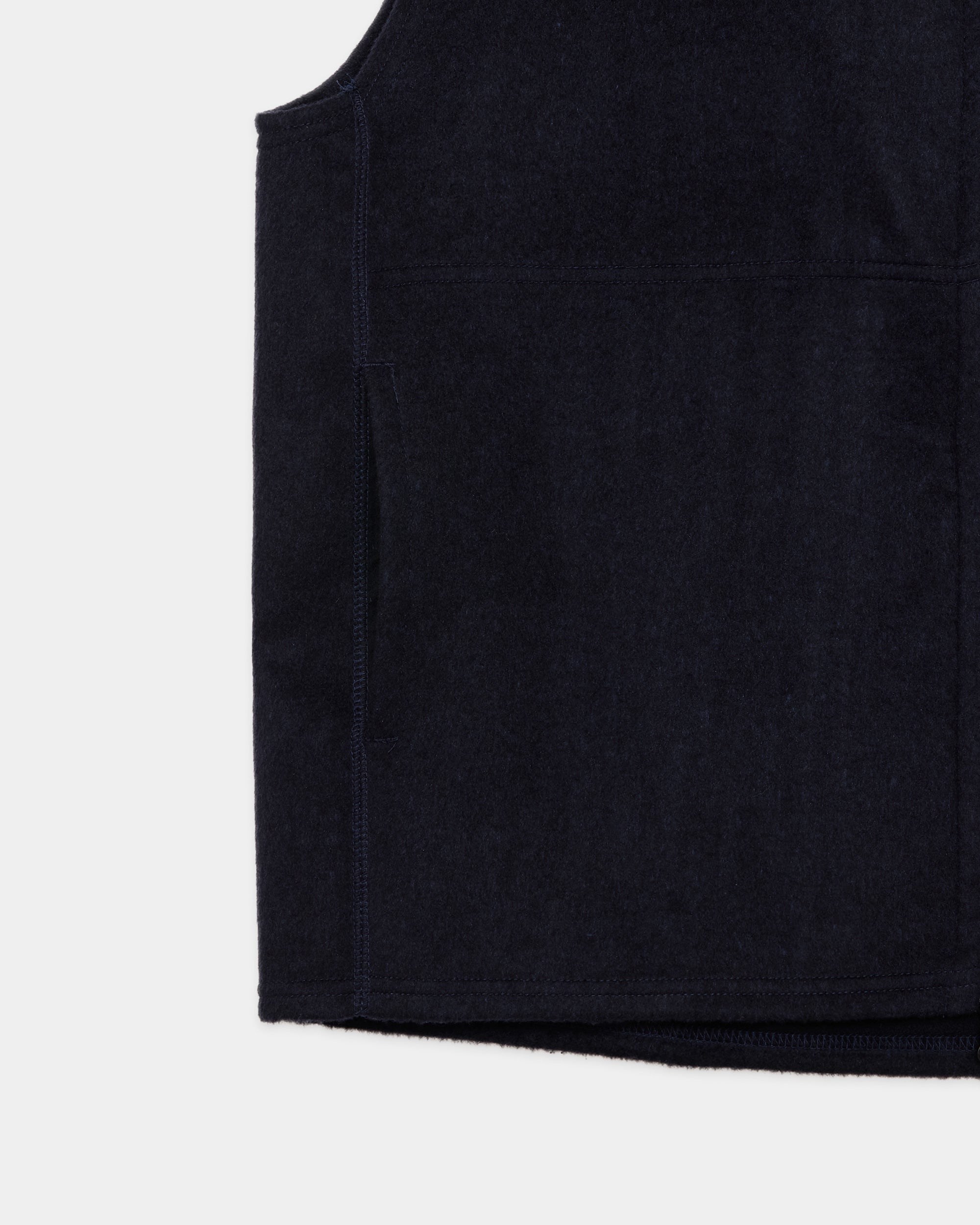 WOOL SILK BEAVER ZIP UP VEST, Dark Navy