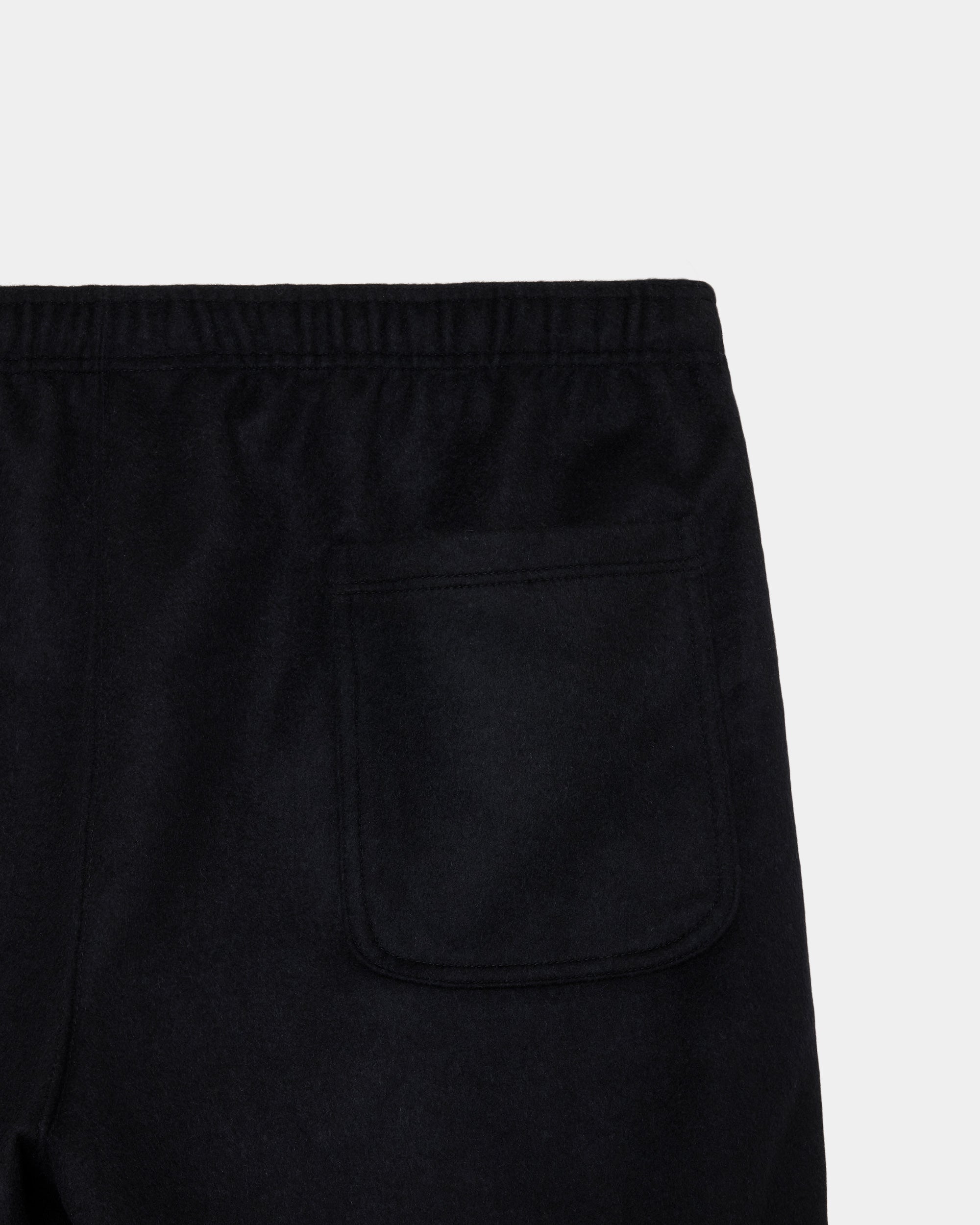 WOOL SILK BEAVER TRACK PANTS, Black