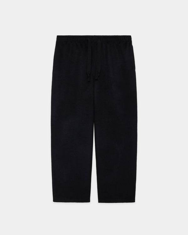 WOOL SILK BEAVER TRACK PANTS, Black