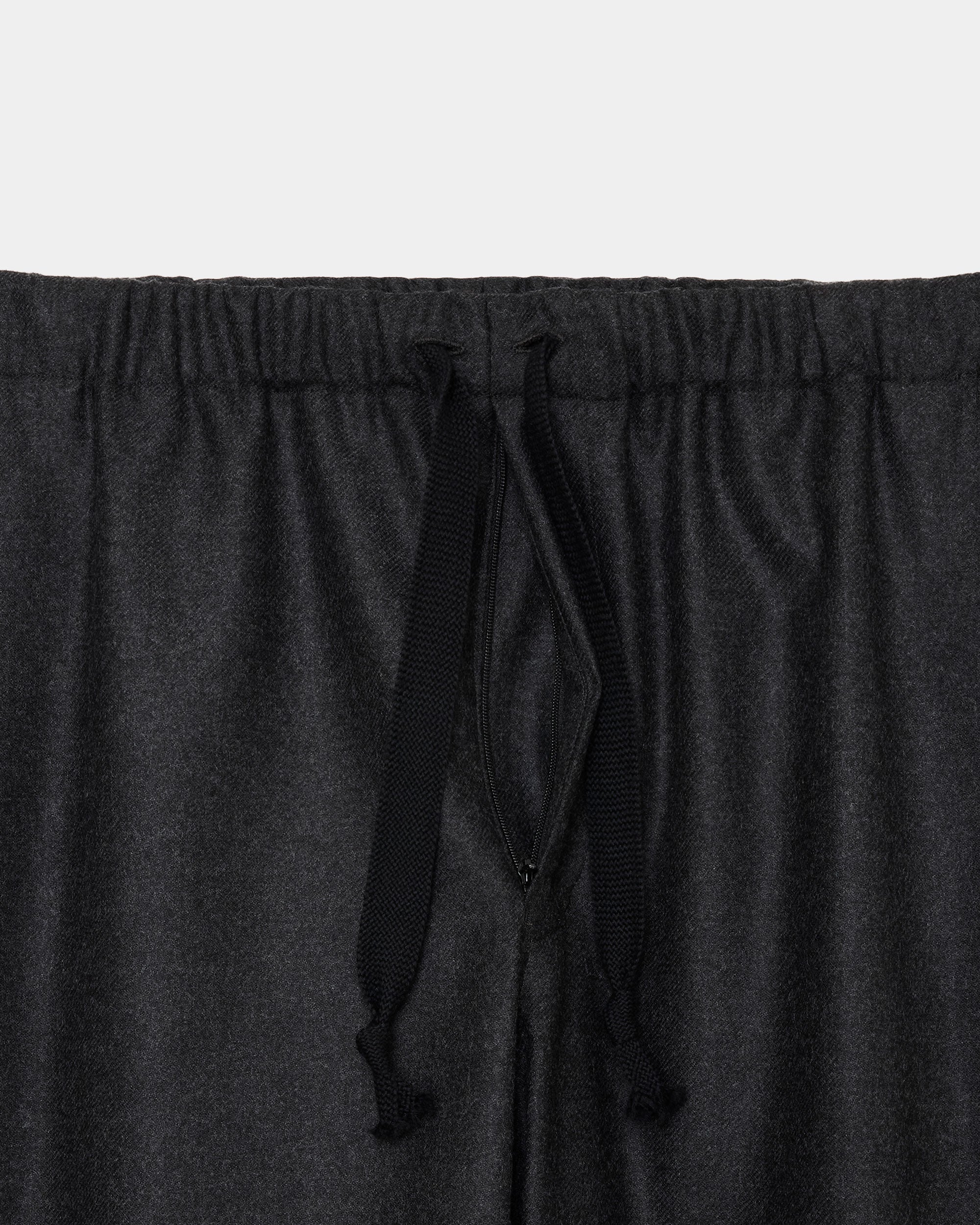 2/32 WOOL SOFT FLANNEL COCOON WIDE EASY PANTS, Top Charcoal