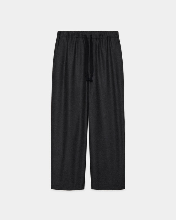 2/32 WOOL SOFT FLANNEL COCOON WIDE EASY PANTS, Top Charcoal